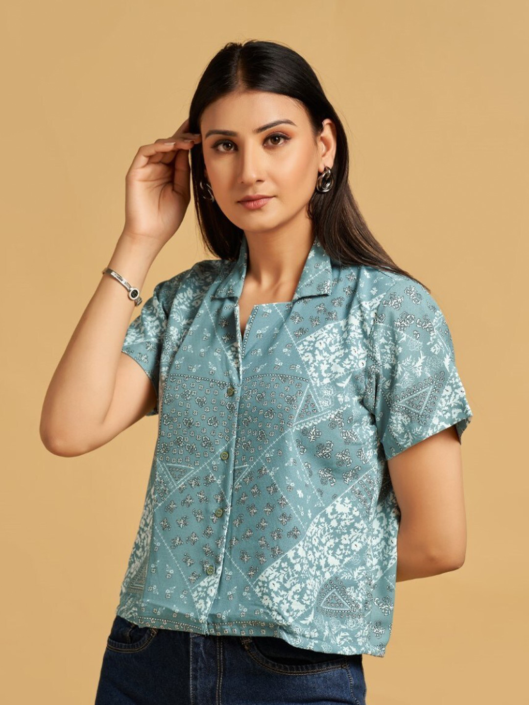 HOUSE OF MIRA Standard Tailored Fit Floral Printed Casual Shirt