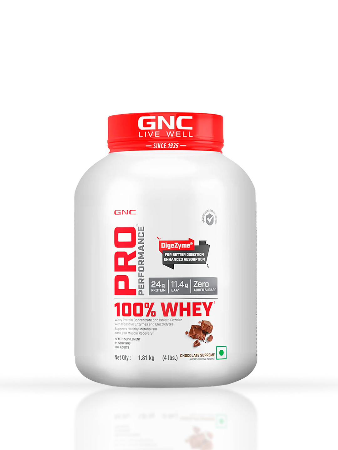 GNC Pro Performance Chocolate Supreme 100% Whey Protein Powder For Metabolism - 1.81kg