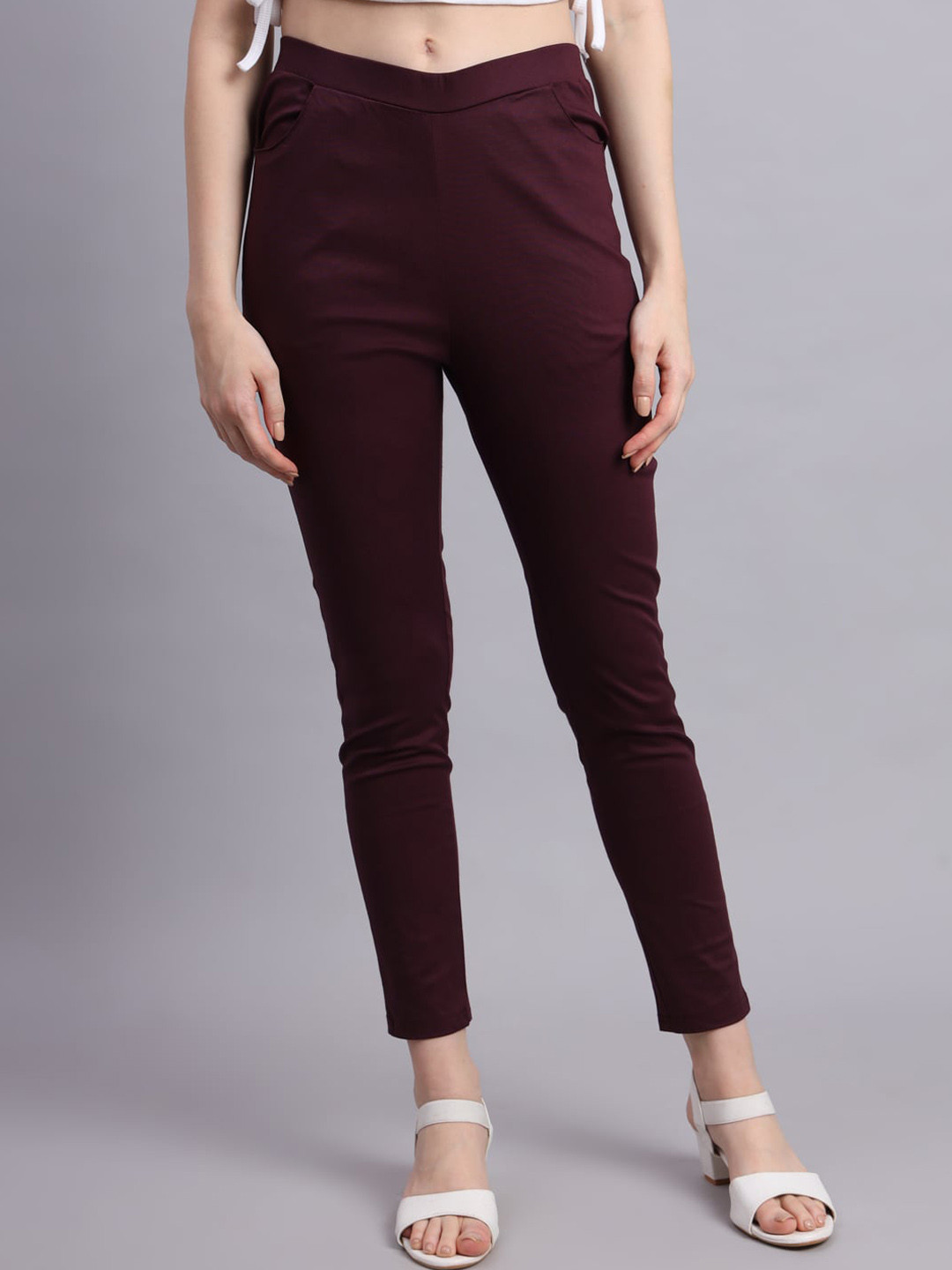 Vastraa Fusion Women Smart Plain Skinny Fit Cigarette Trousers