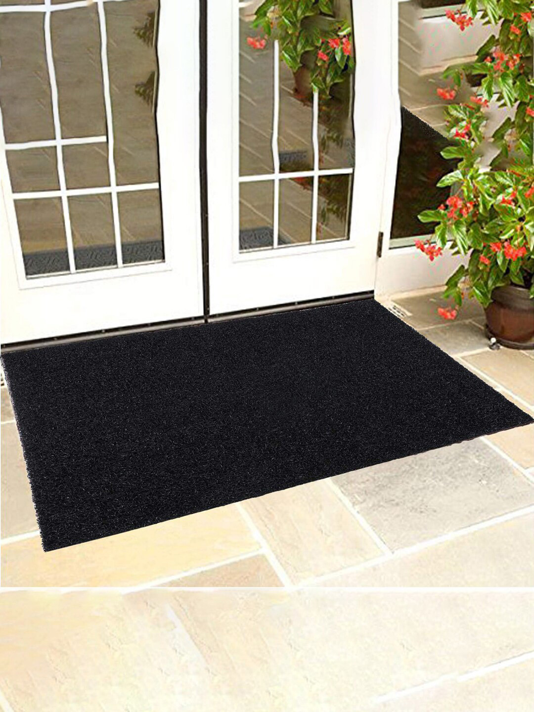 Kuber Industries Black Rubber Large Size Door Mat