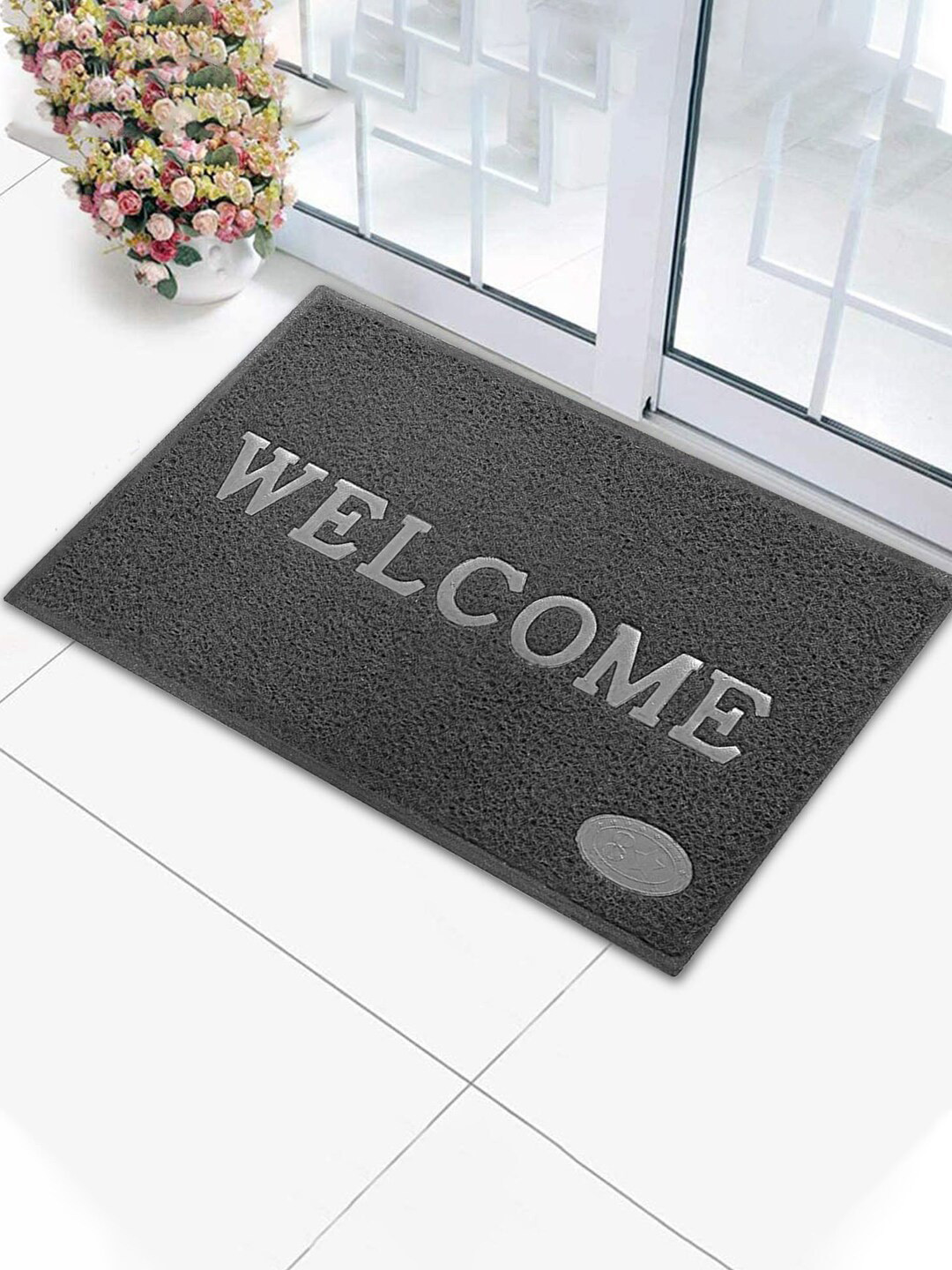 Kuber Industries Grey Anti Slip Welcome Door Mat