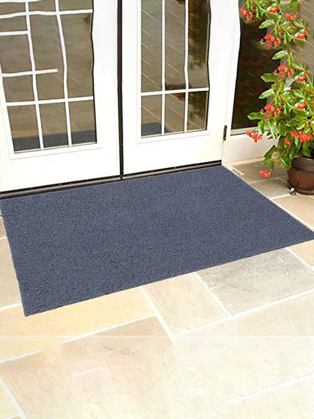 Kuber Industries Grey Rubber Rectangular Door Mat