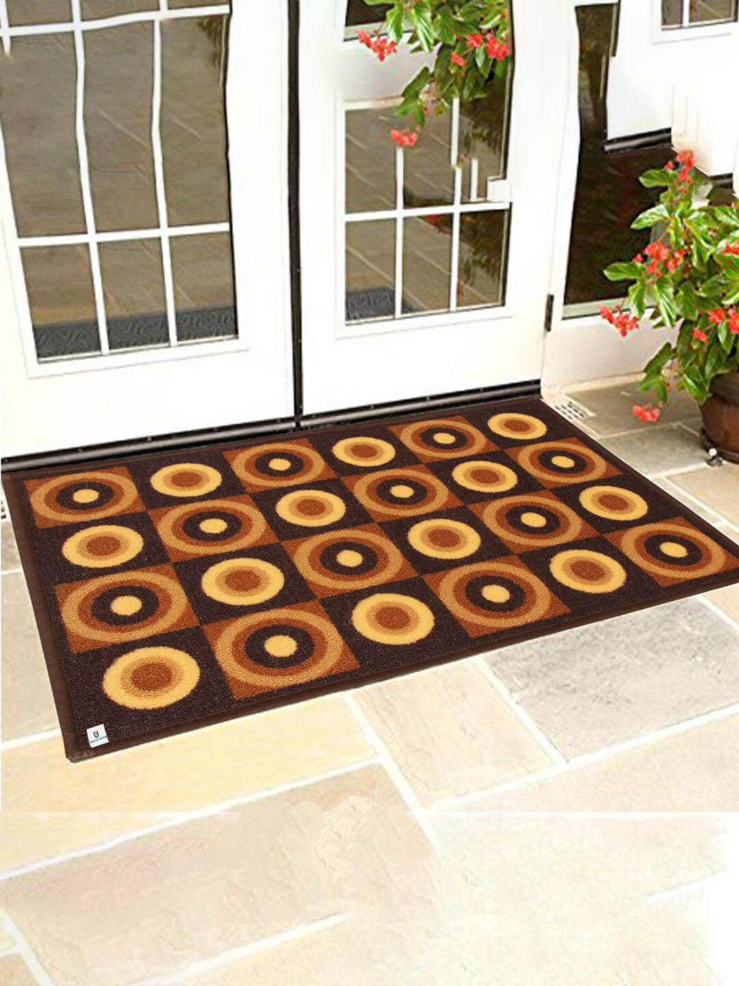 Kuber Industries Brown & Beige Cotton Circle Design Door Mat