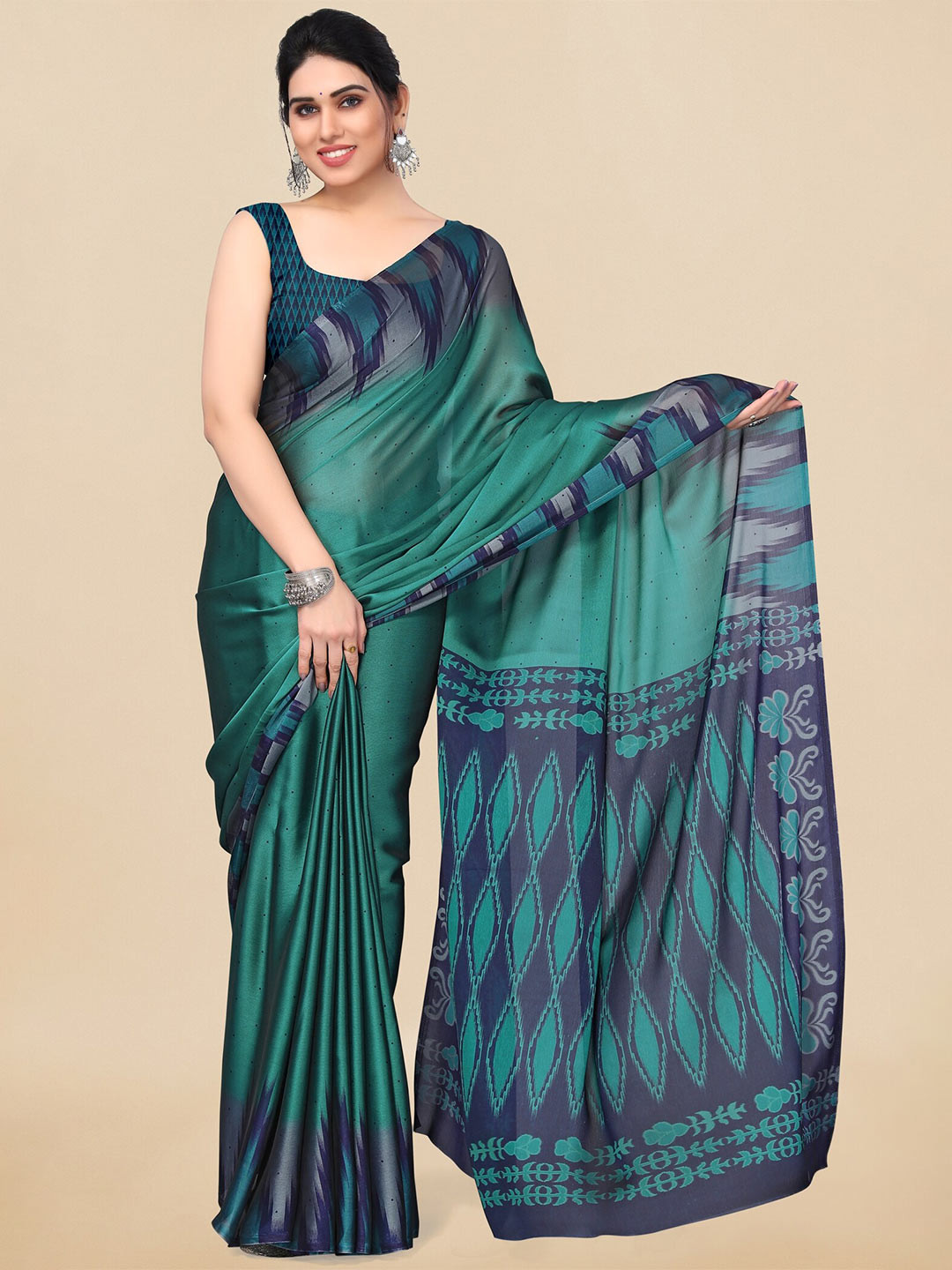 KALINI Polka Dot Printed Ikat Saree