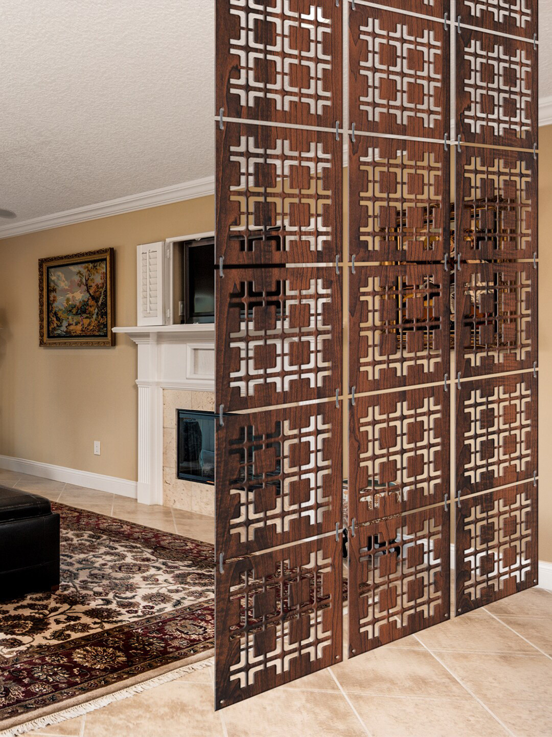 RANDOM Room Divider Brown 12 Pieces Wood Geometric Window Blinds