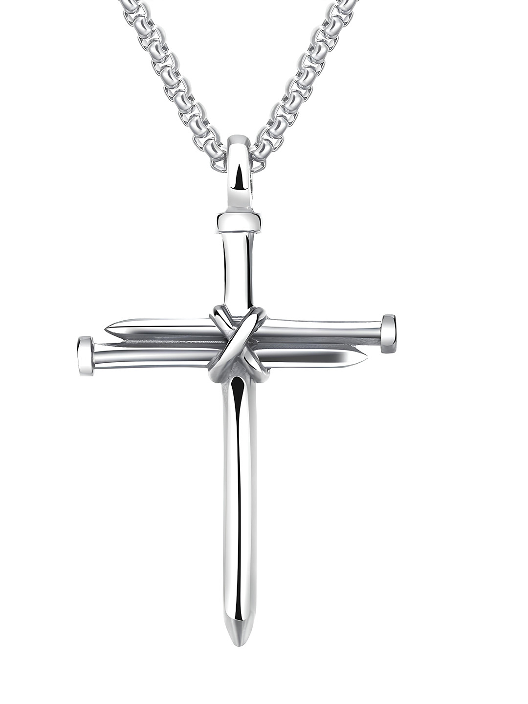 KARISHMA KREATIONS Silver-Plated Christian Crucifix Jesus Cross Pendant With Chain