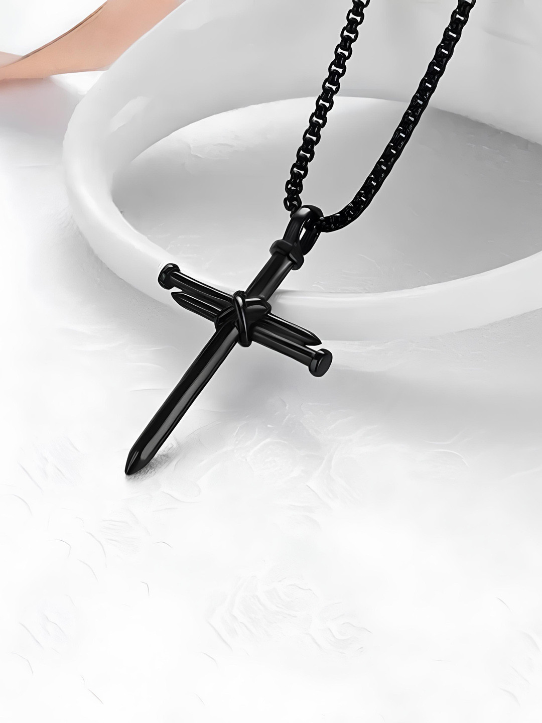 KARISHMA KREATIONS Stainless Steel Jesus Cross Pendant With Chain