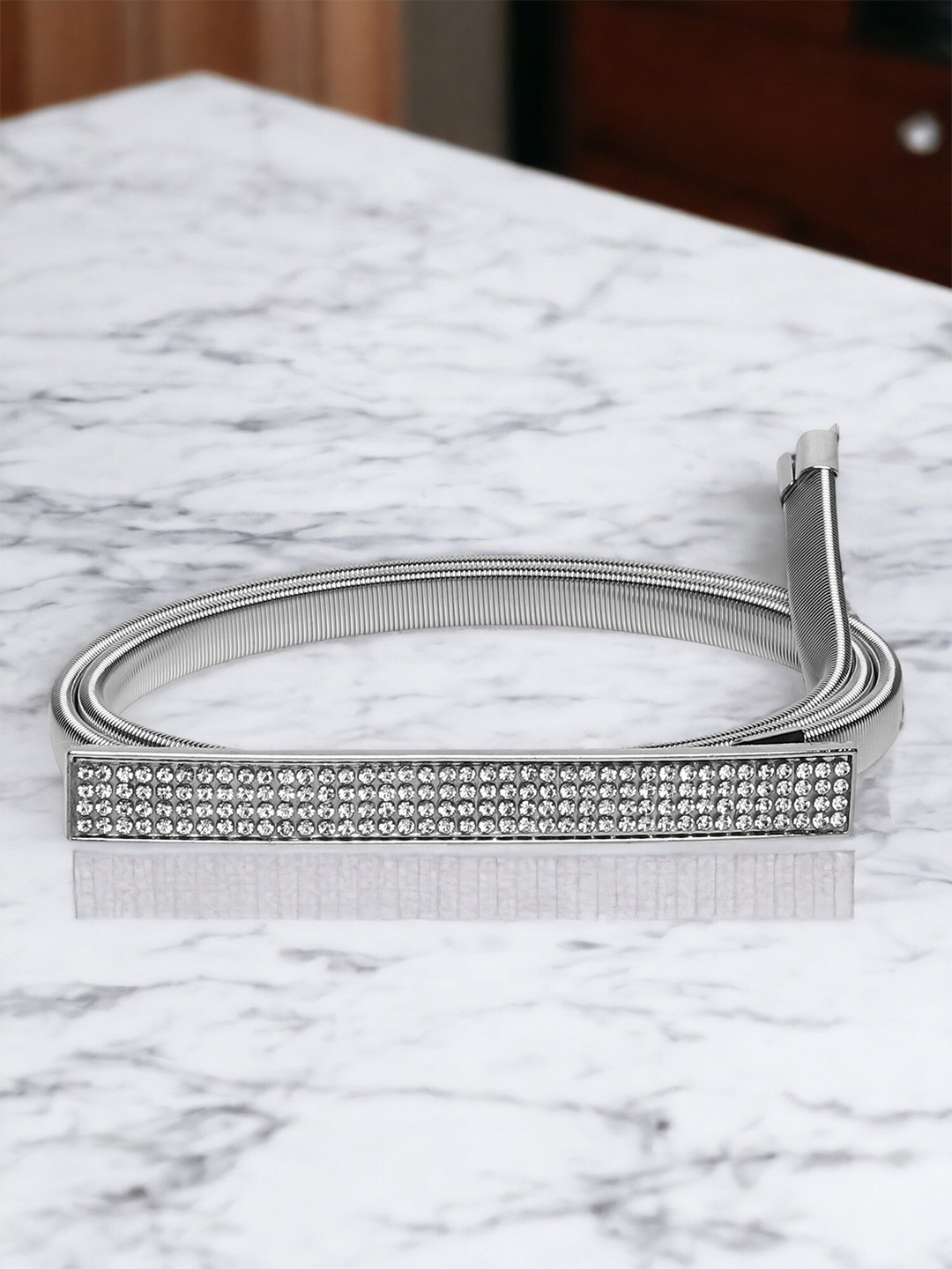 DressBerry Women Silver-Plated Stone Studded Belt