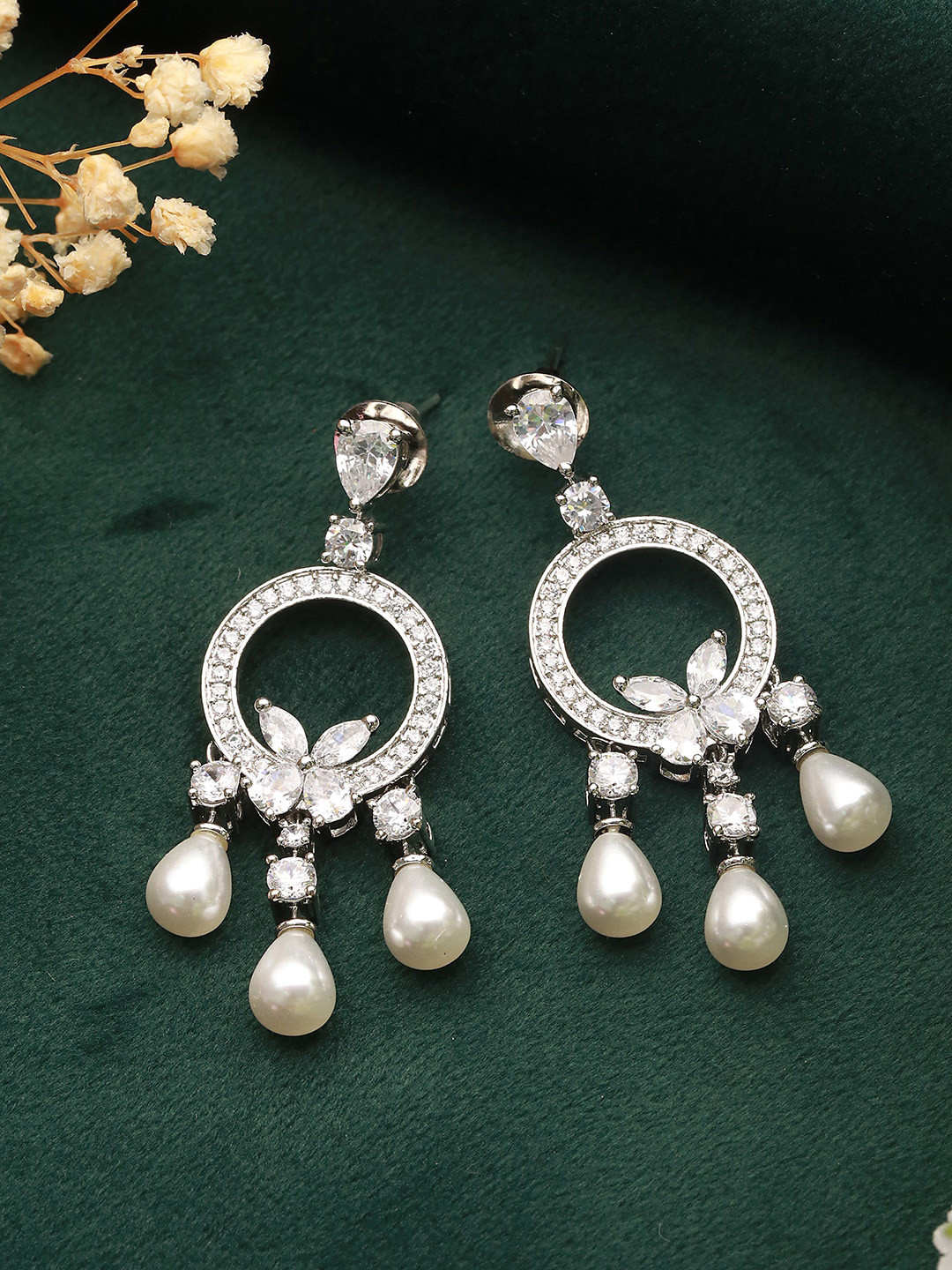 Saraf RS Jewellery Silver-Plated Cresent Shaped Chandbalis