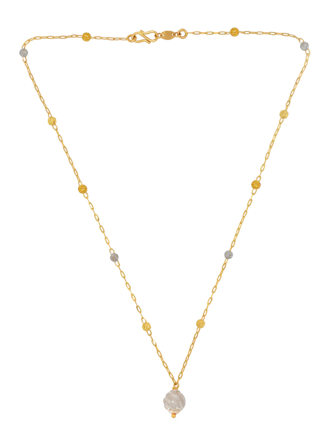 BHIMA 22K Hallmark 916 Purity Yellow Gold Rhodium Pendant Necklace