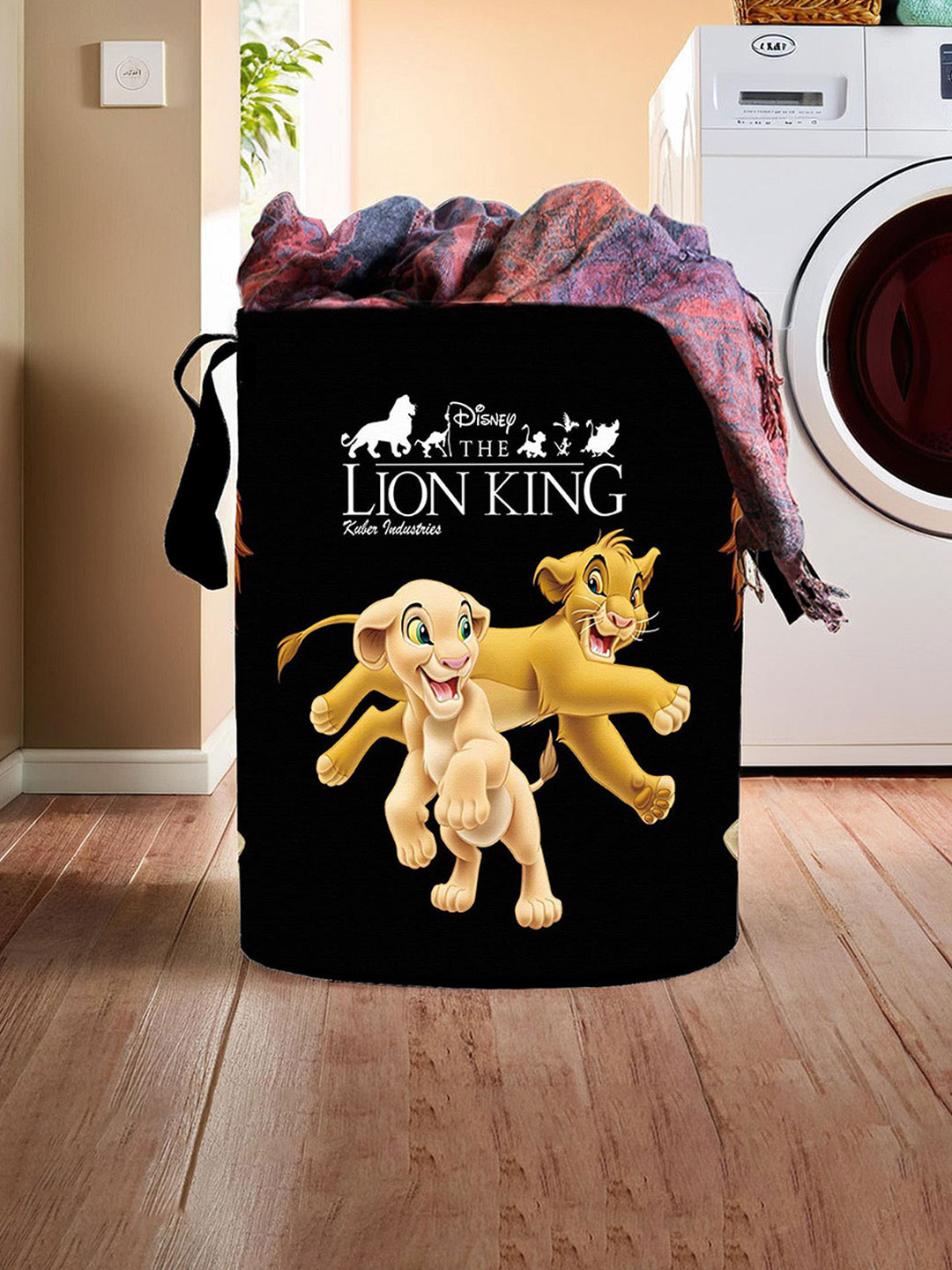 Kuber Industries Black Lion King Printed Waterproof Laundry Bag