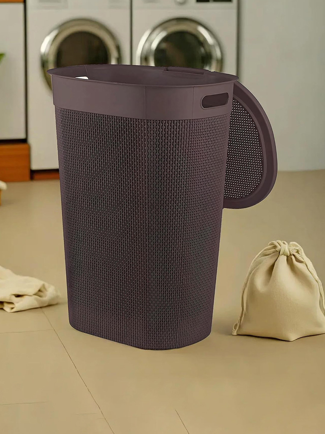 Kuber Industries Brown Textured Laundry Bag -  55 L