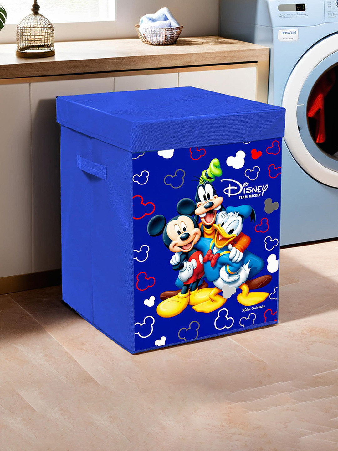 Kuber Industries Blue Printed Foldable Laundry Bag
