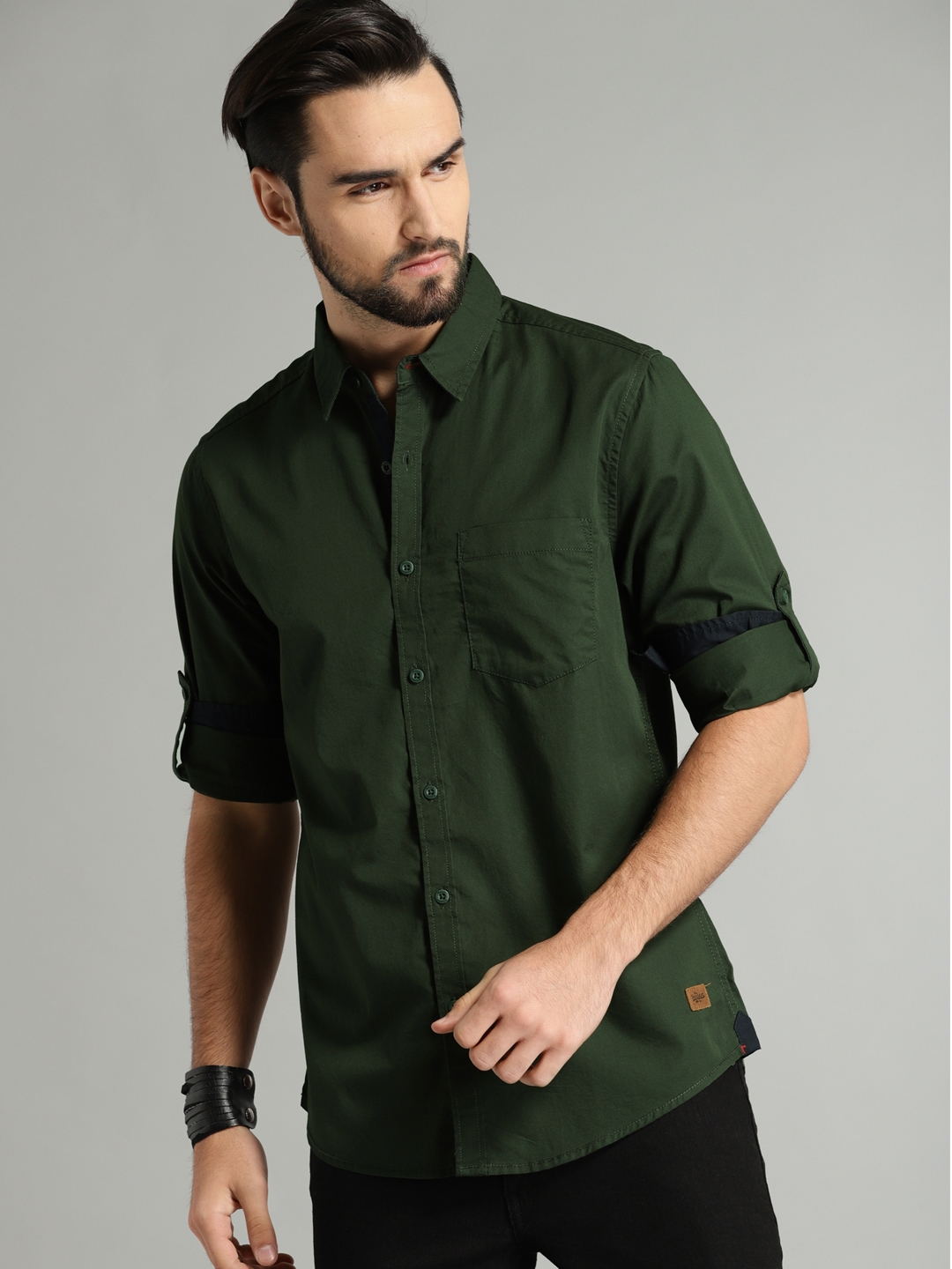 Green Regular Fit Solid Casual Shirt ...