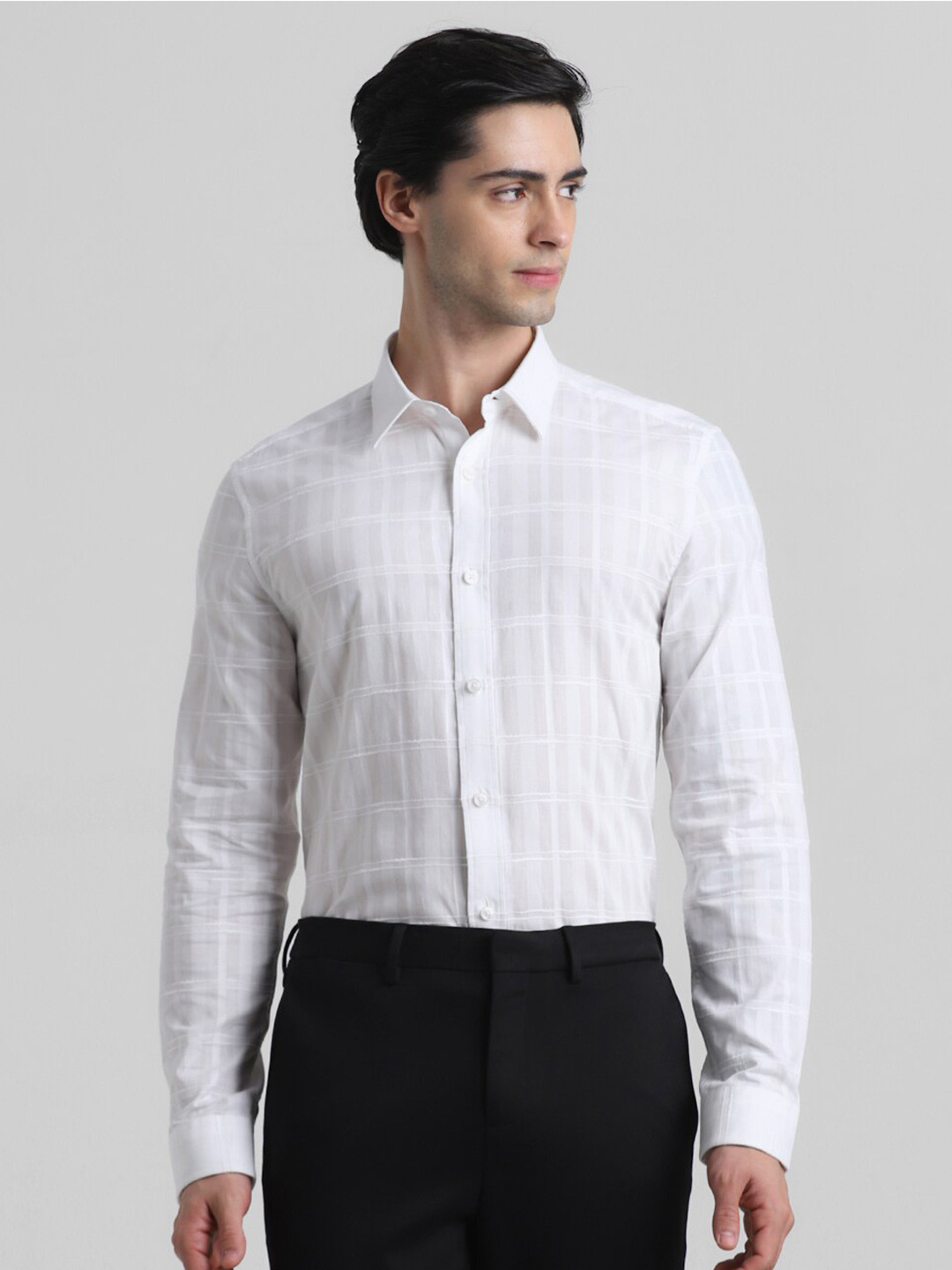 Jack & Jones Checked Slim Fit Opaque Cotton Casual Shirt