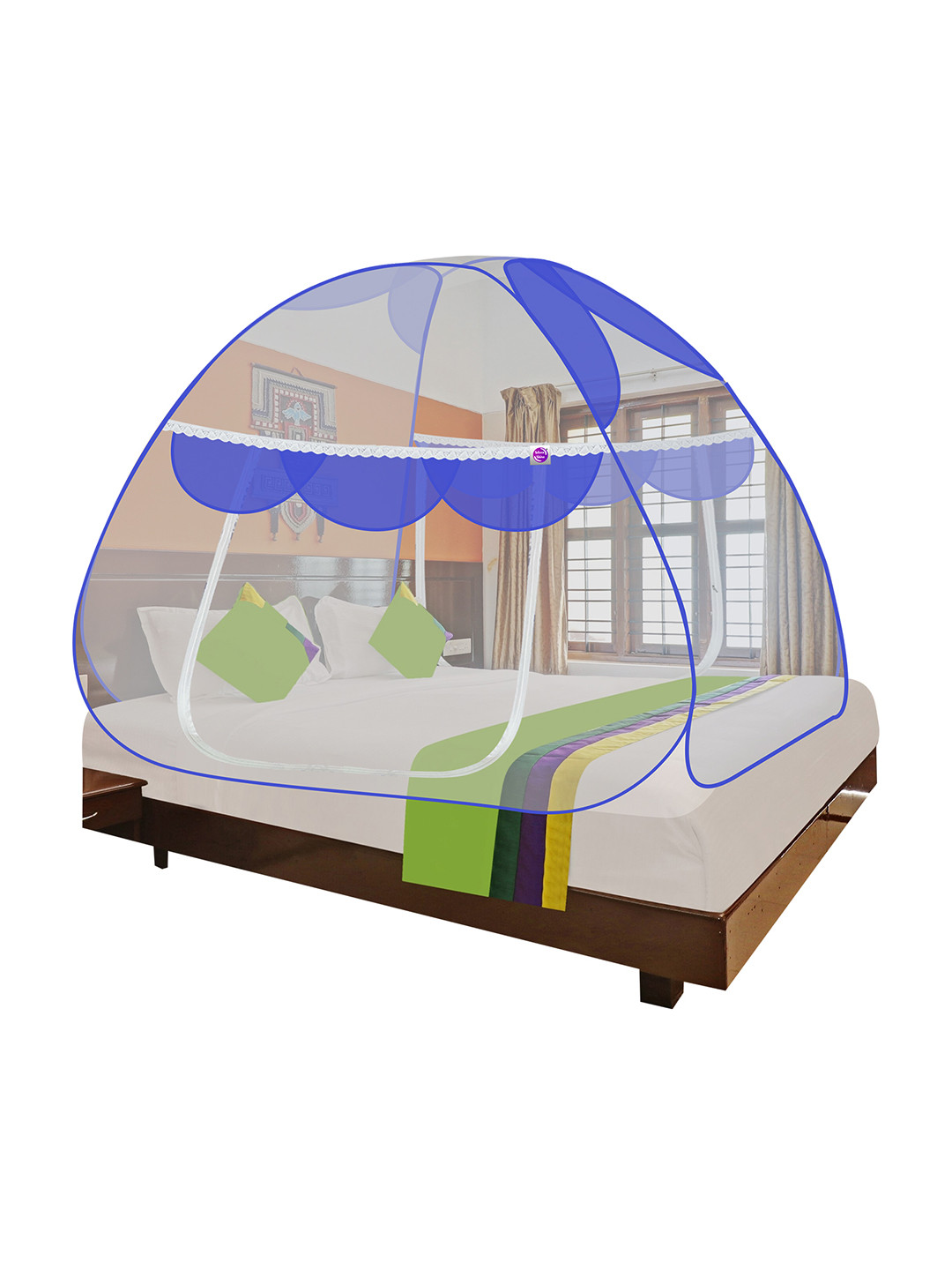 Silver Shine Blue Double Bed Foldable Mosquito Net