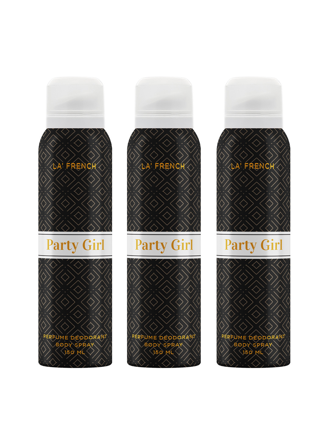 La French Women Set of 3 Party Girl Perfumed Deodorant Body Spray - 150 ml Each