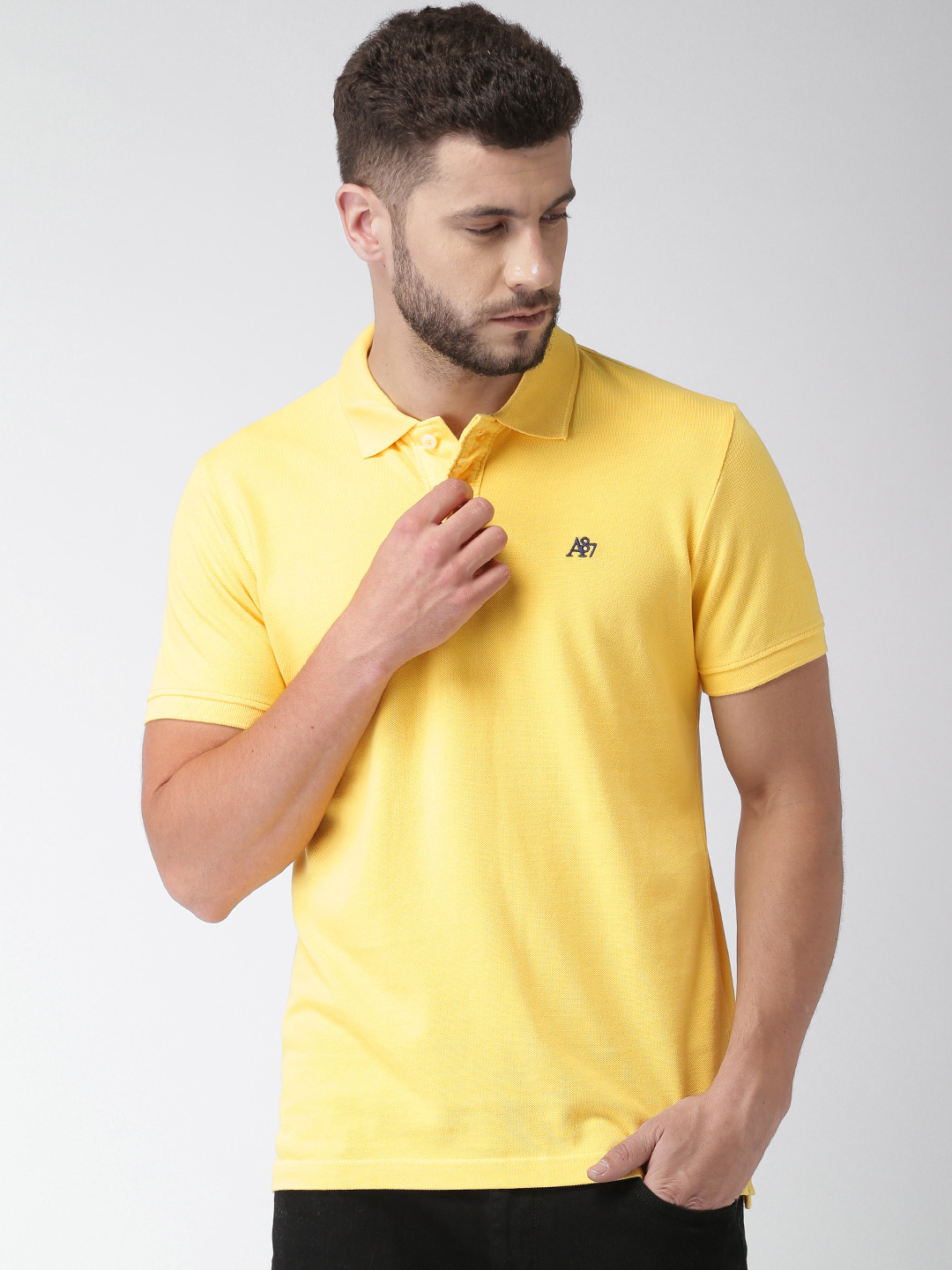 Buy Aeropostale Men Yellow Solid Polo T 