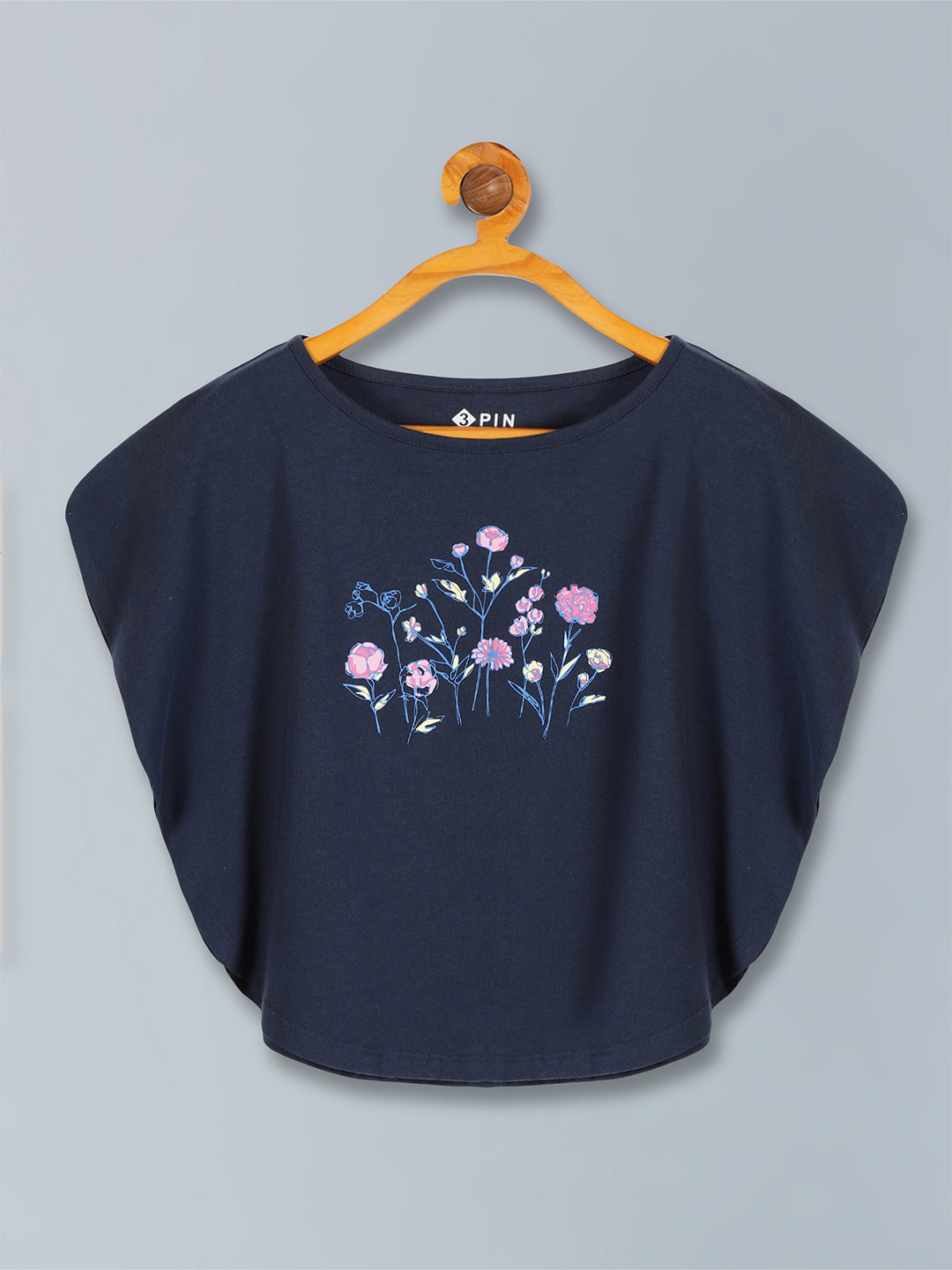 3PIN Girls Graphic Printed Round Neck Cap Sleeve Kaftan Top