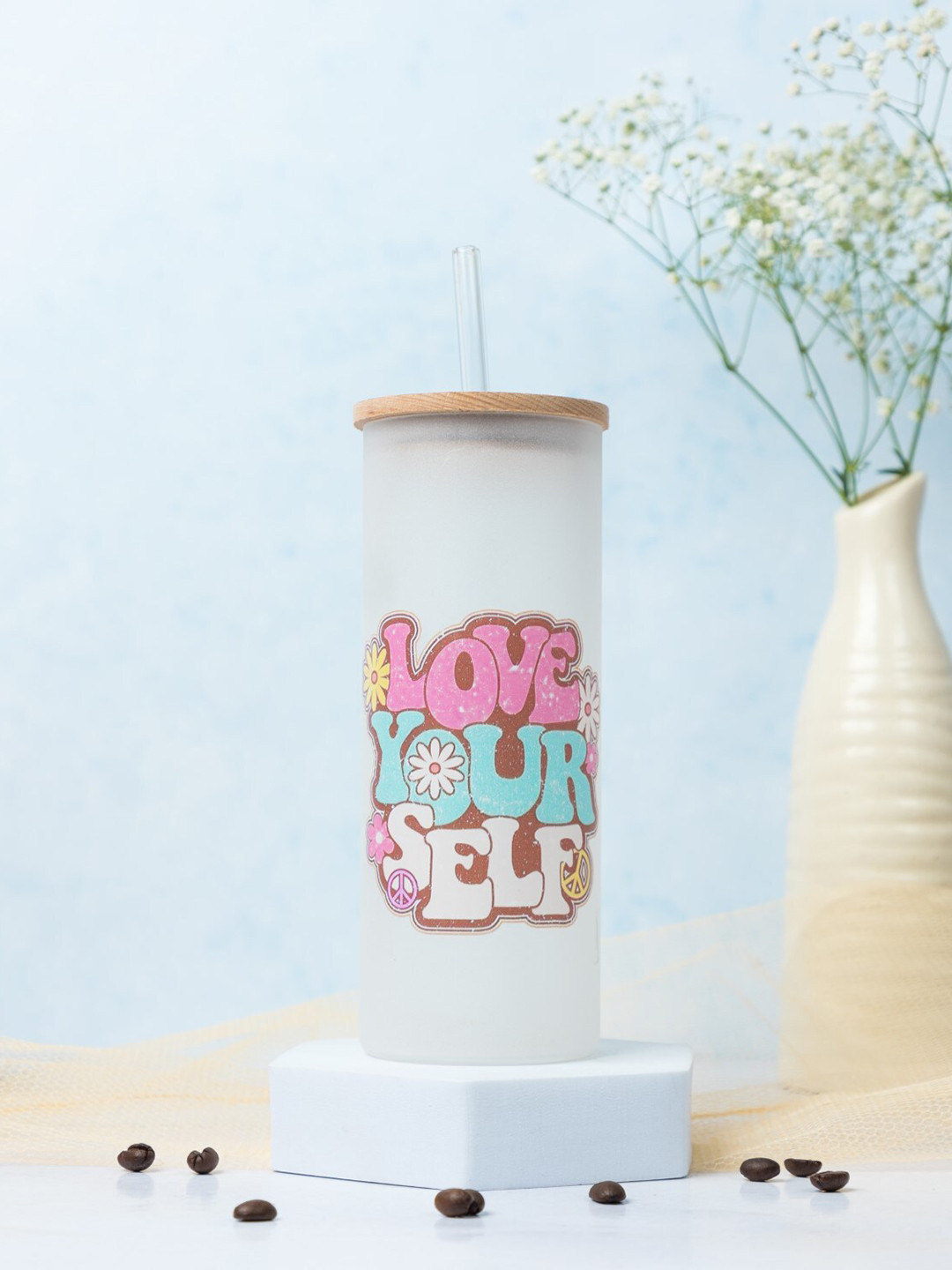 1219 Avenue Transparent Printed Cocktail Glass With Straw & Lid-650 Ml