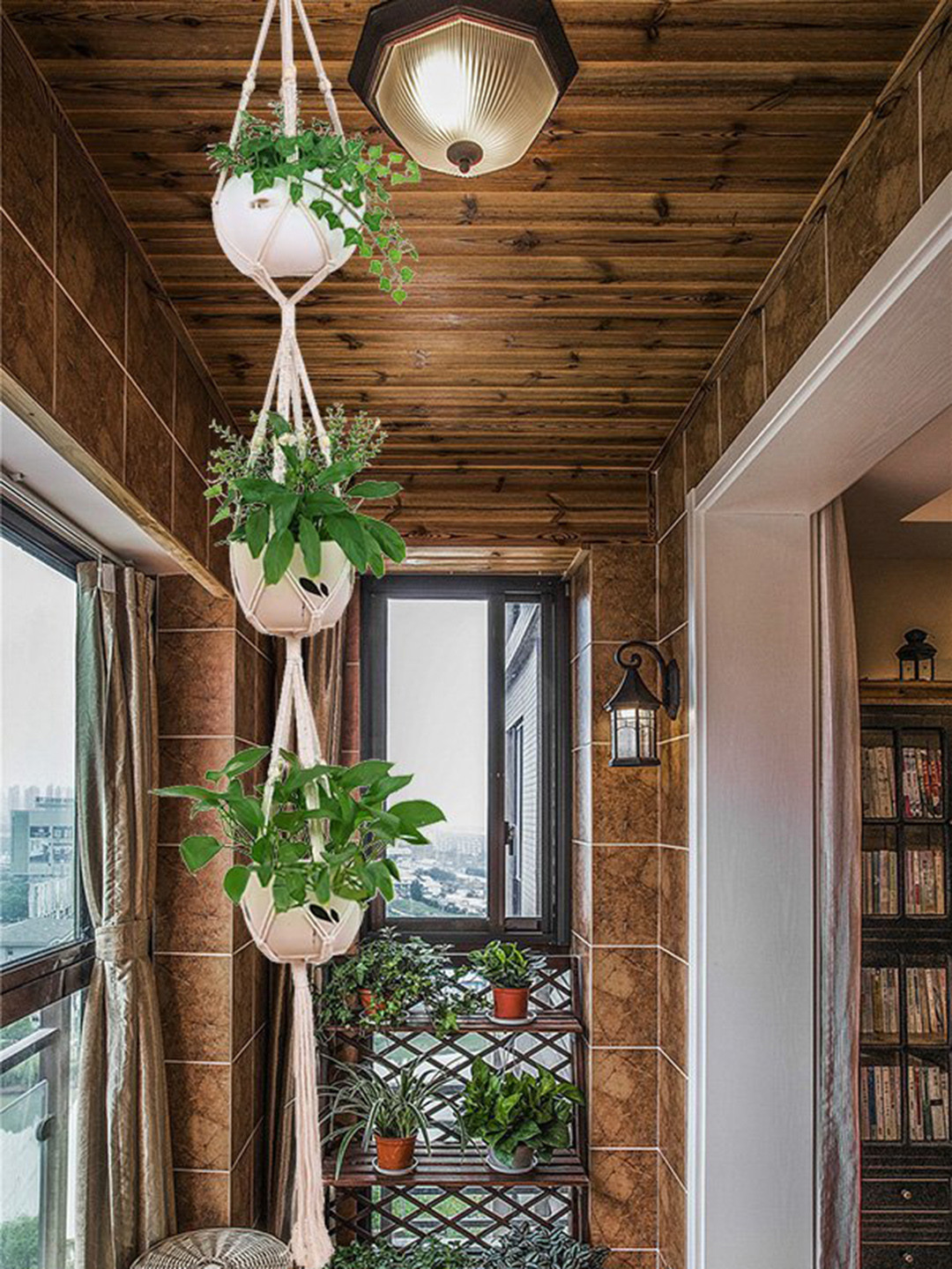 ecofynd Off-White Macrame Plant Hanger