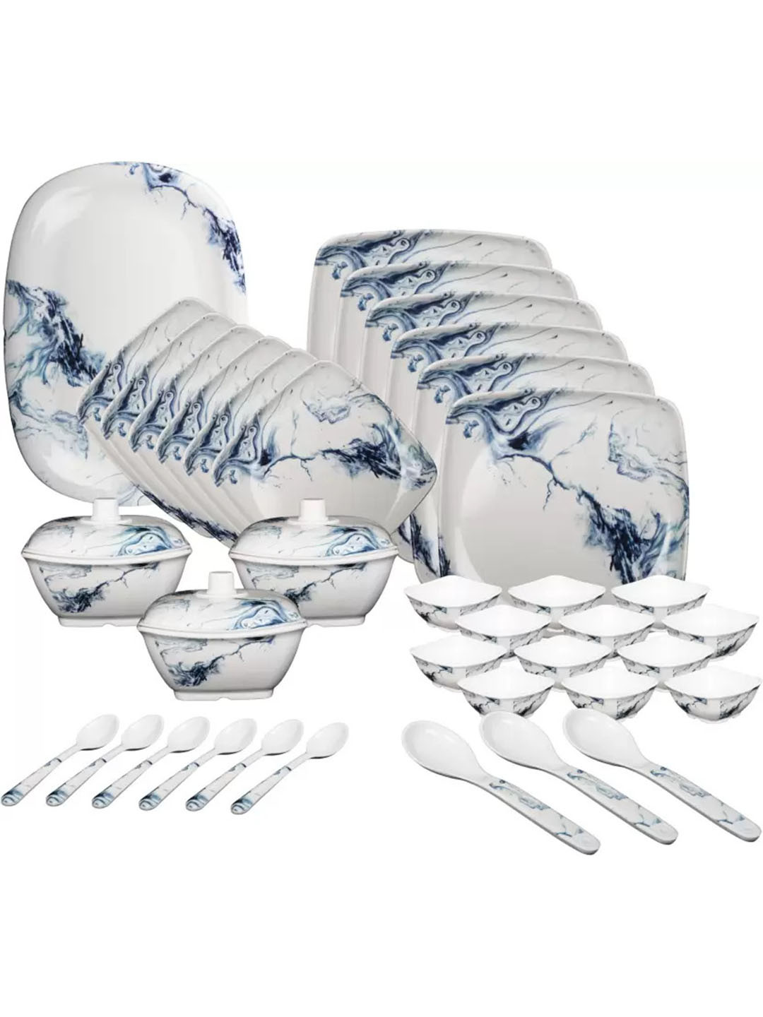 HAMLAY White Marble Melamine Microwave Safe 40 Piece Dinner Set
