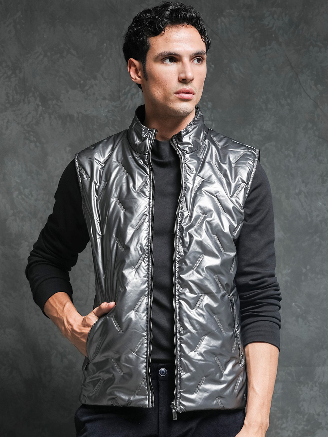 RARE RABBIT Men Linda Puffer Reversible Mock Collar Padded Jacket