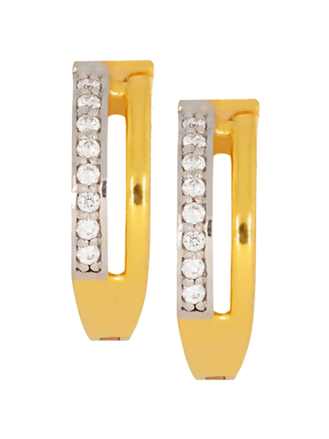 BHIMA 22K Hallmark 916 Purity Yellow Gold Double Layer Stone Ring Stud