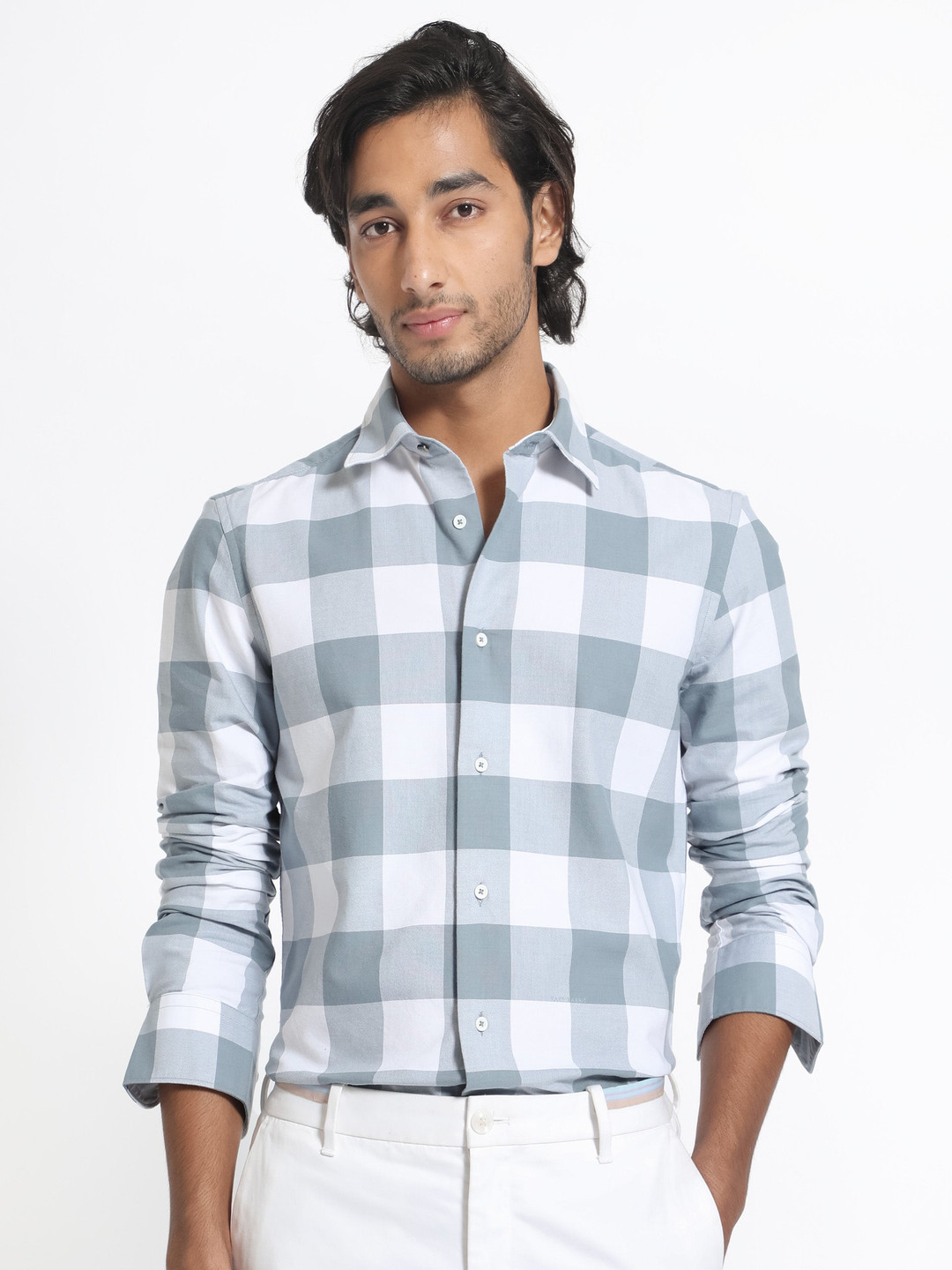 RARE RABBIT Men Byre Slim Fit Checked Cotton Shirt