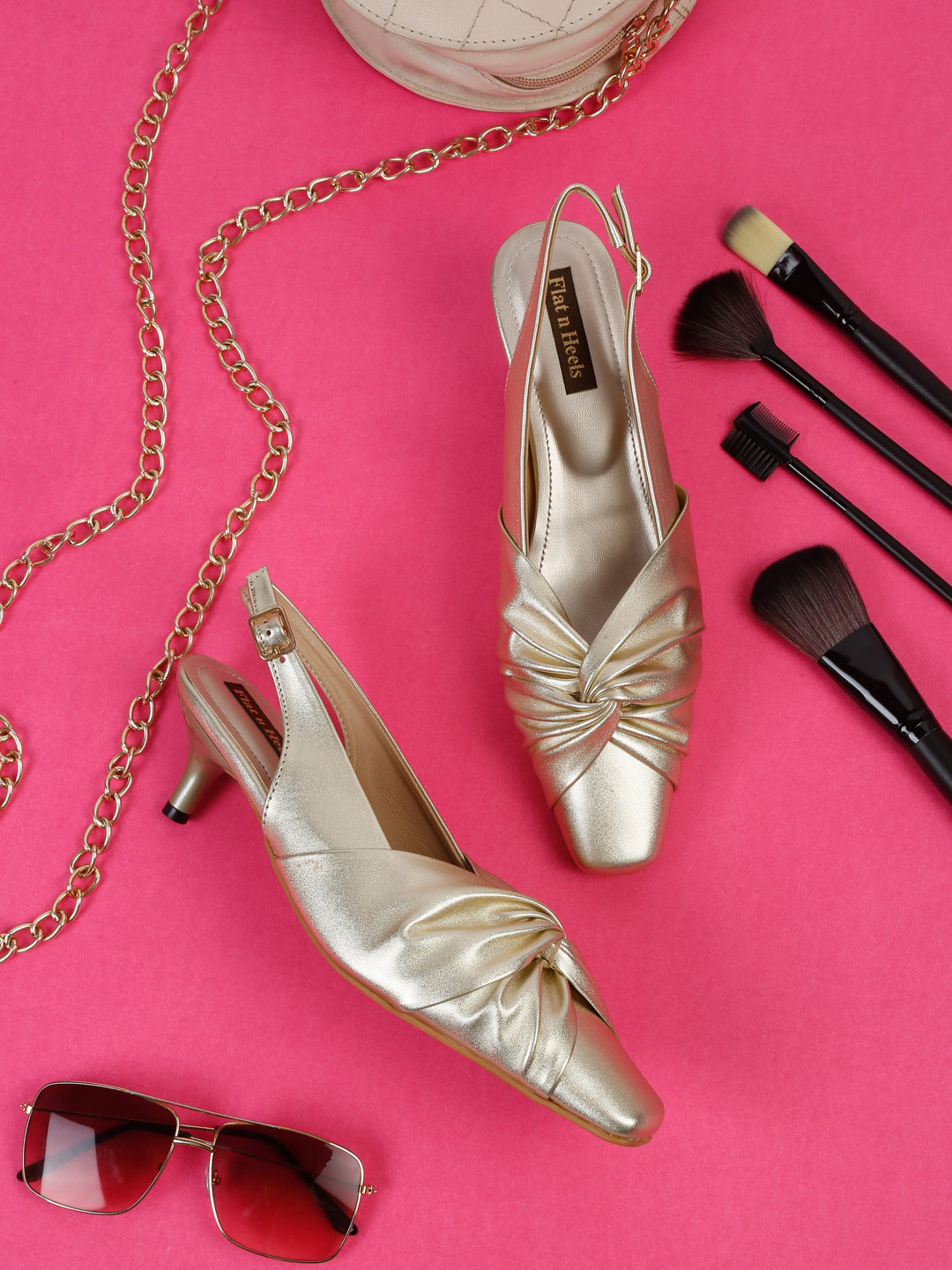 Flat n Heels Twisted Square Toe Suede Slim Heels