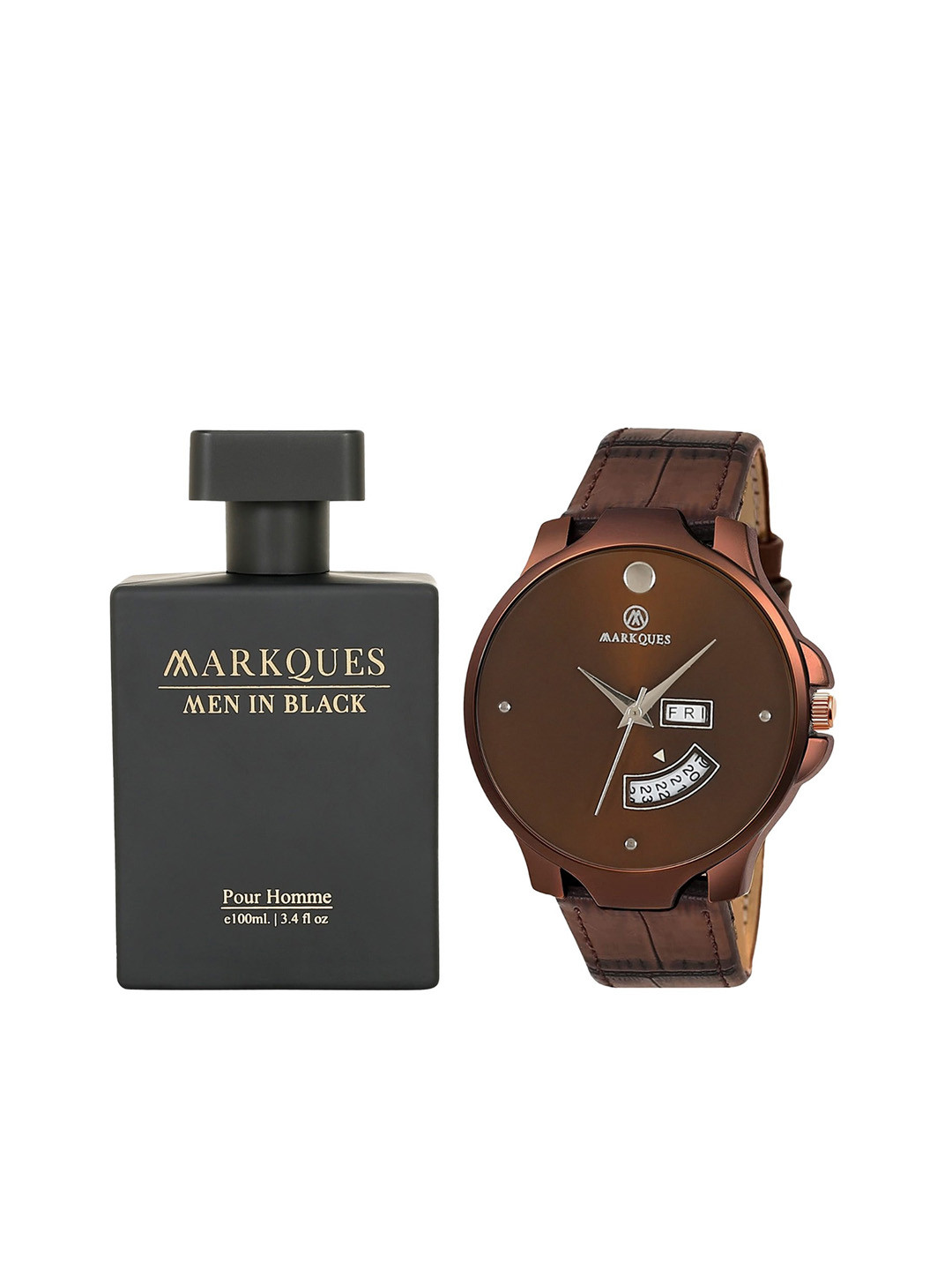 MARKQUES Men Watch With Perfume Accessory Gift Set