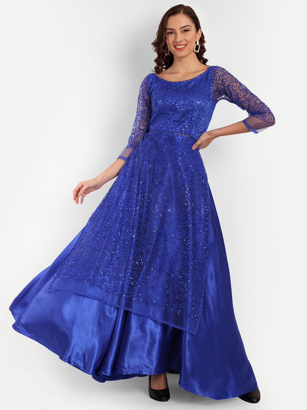 TILISM Ethnic Motifs Embroidered Silk Sequinned Kurta With Skirt