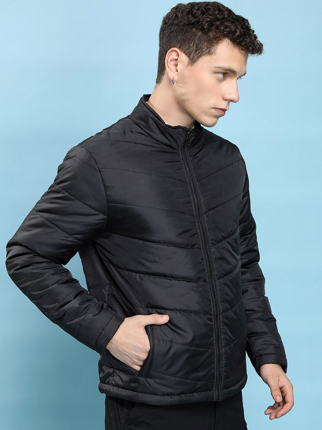 HIGHLANDER Men Solid High Neck Puffer Jacket