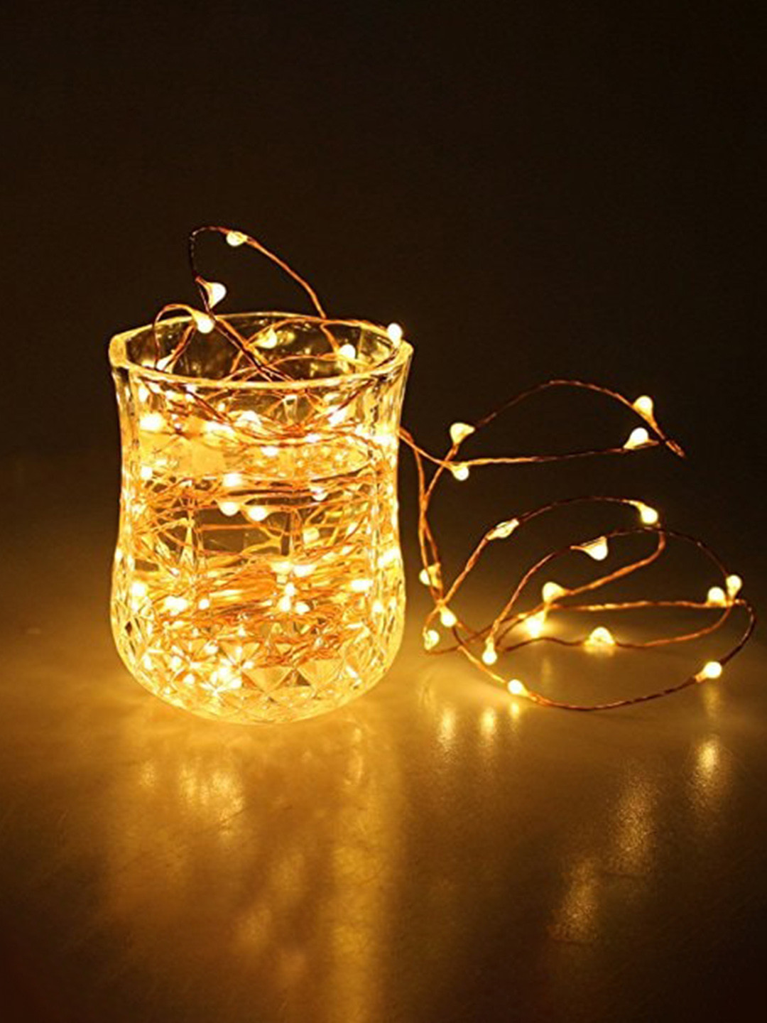 Quace Yellow & White Battery Copper 10 Meter Rice String Lights