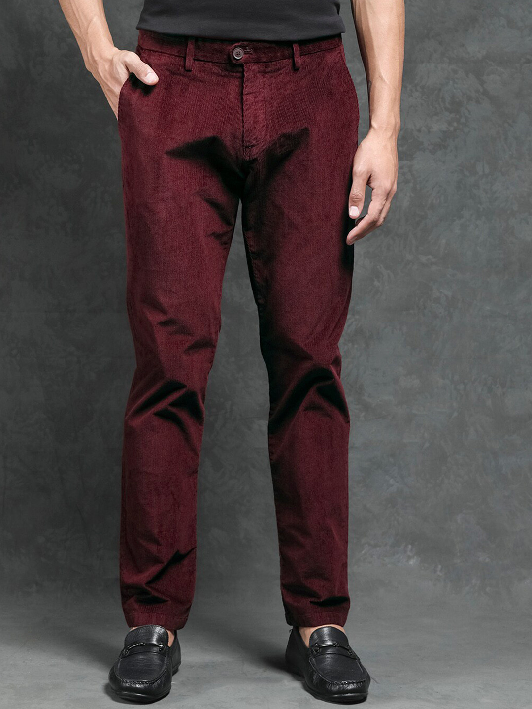 RARE RABBIT Men Upton Slim Fit Mid-Rise Cotton Trouser