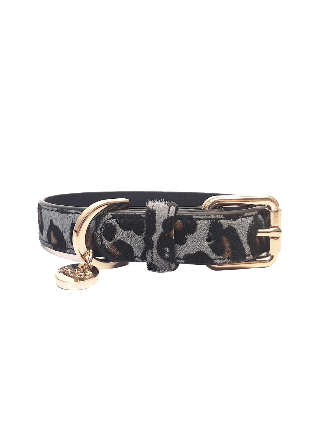 Milk & Pepper Grey Printed Pure Leather Dog Collar
