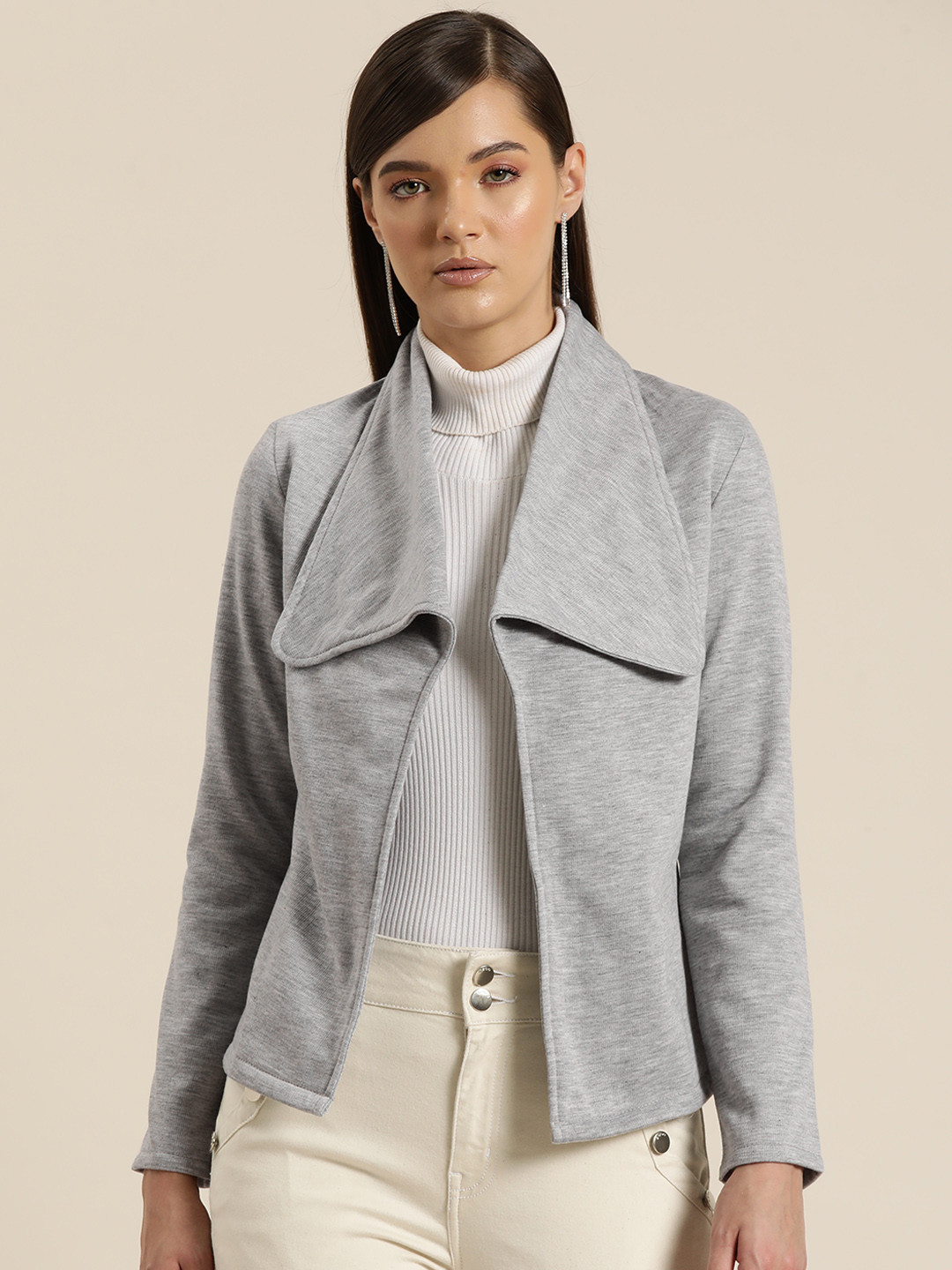 Qurvii Fleece Open Front Jacket