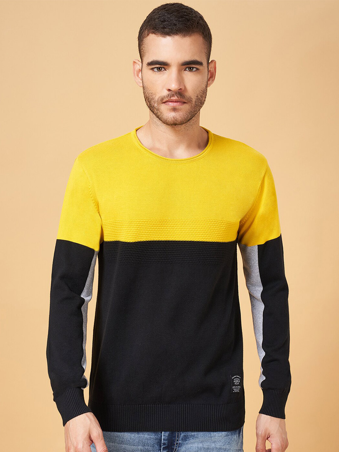 People Colourblocked Cotton Pullover