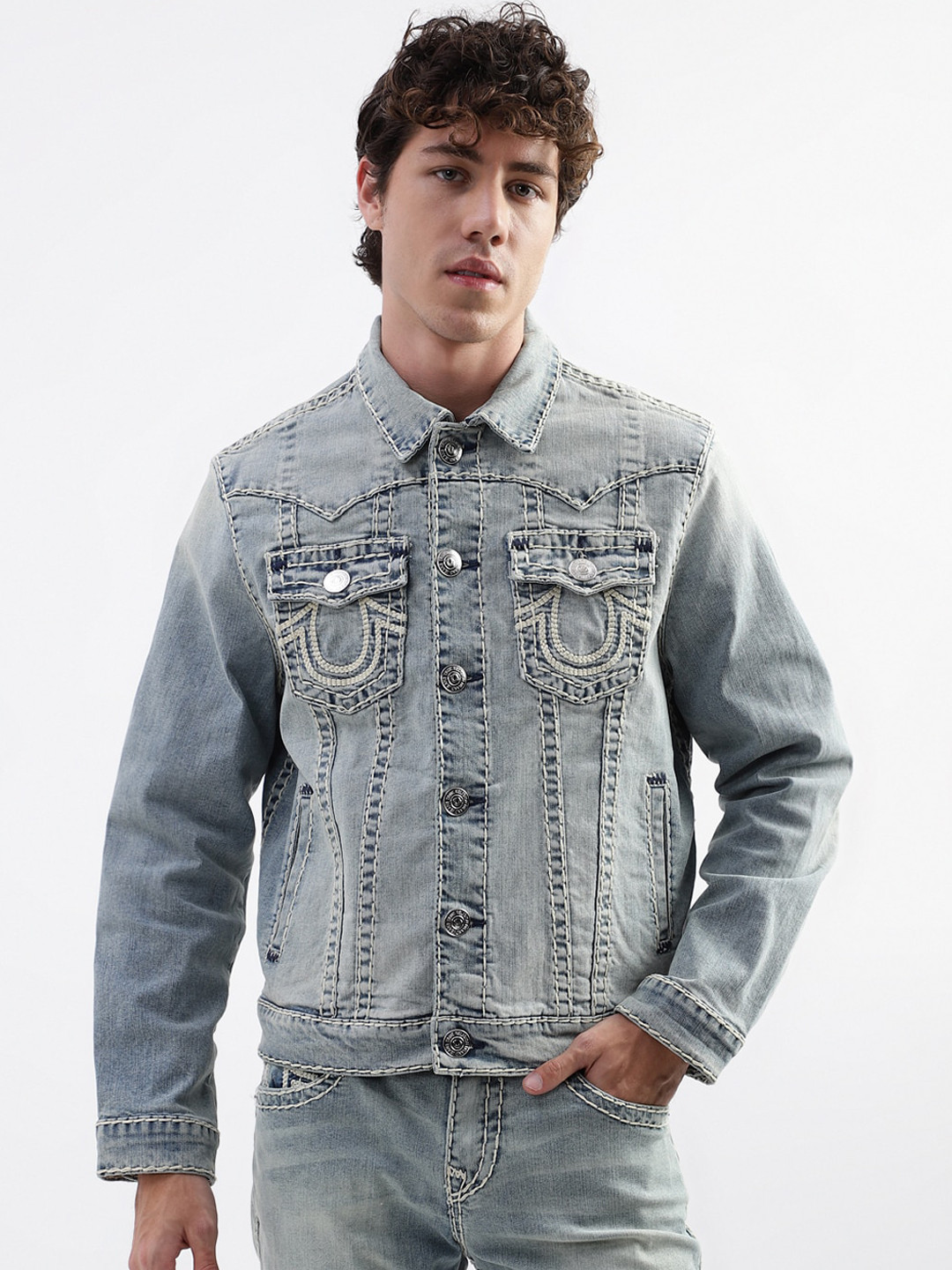 True Religion Washed Cotton Denim Jacket