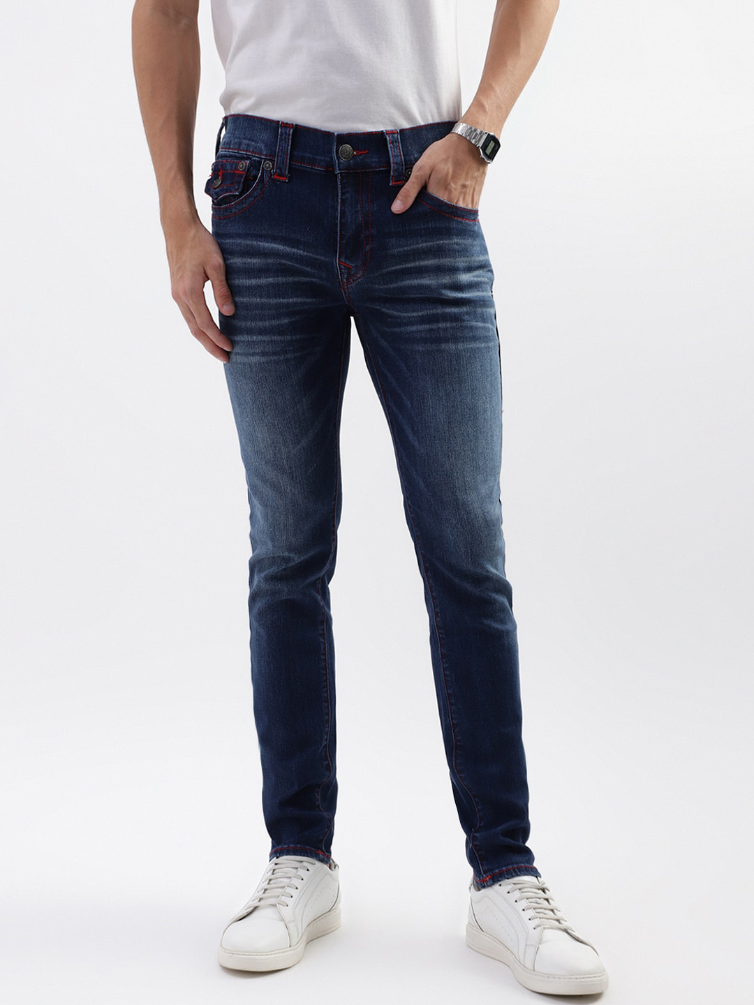 True Religion Men Sn Geno Skinny Fit Blue Mid Rise Jeans