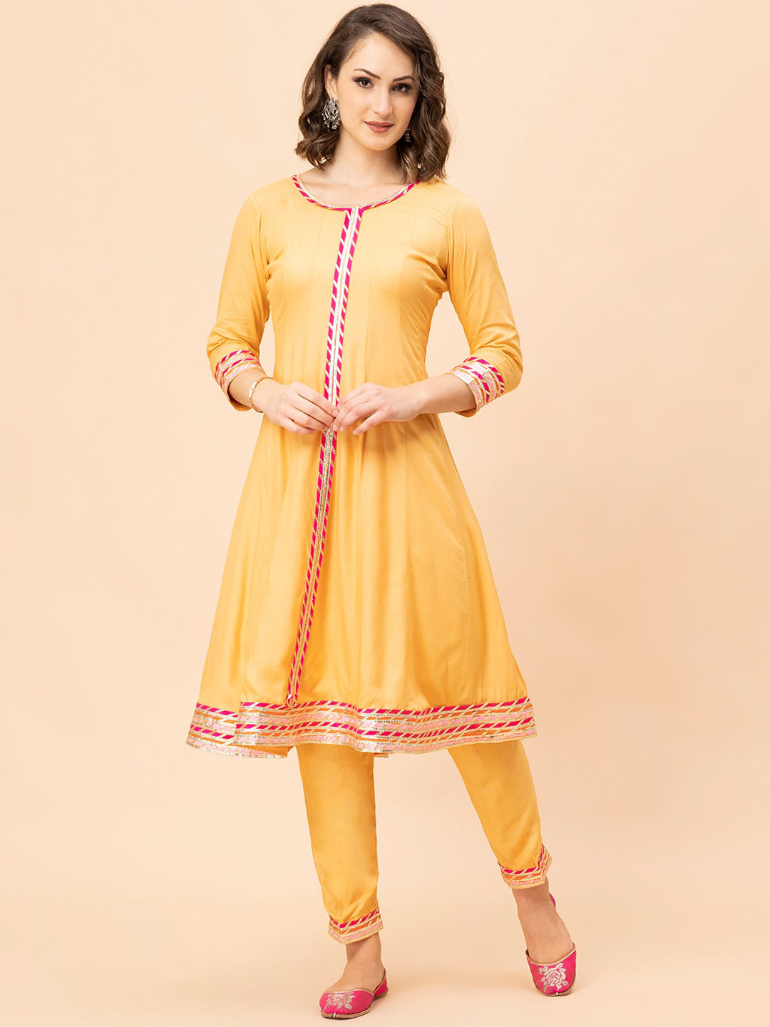 MILU MADAN Anarkali Kurta with Trousers & Dupatta