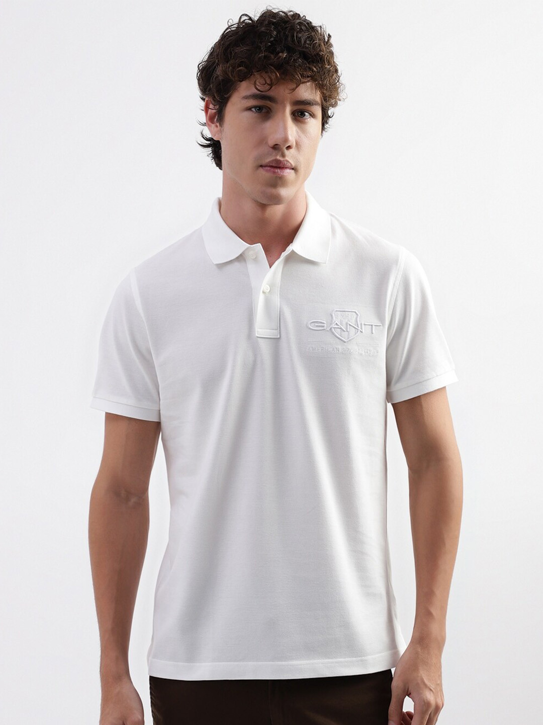 GANT Brand Logo Printed Polo Collar Pure Cotton T-shirt