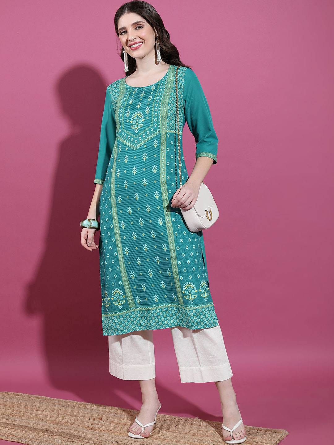 KETCH Ethnic Motifs Printed Straight Neck Kurta