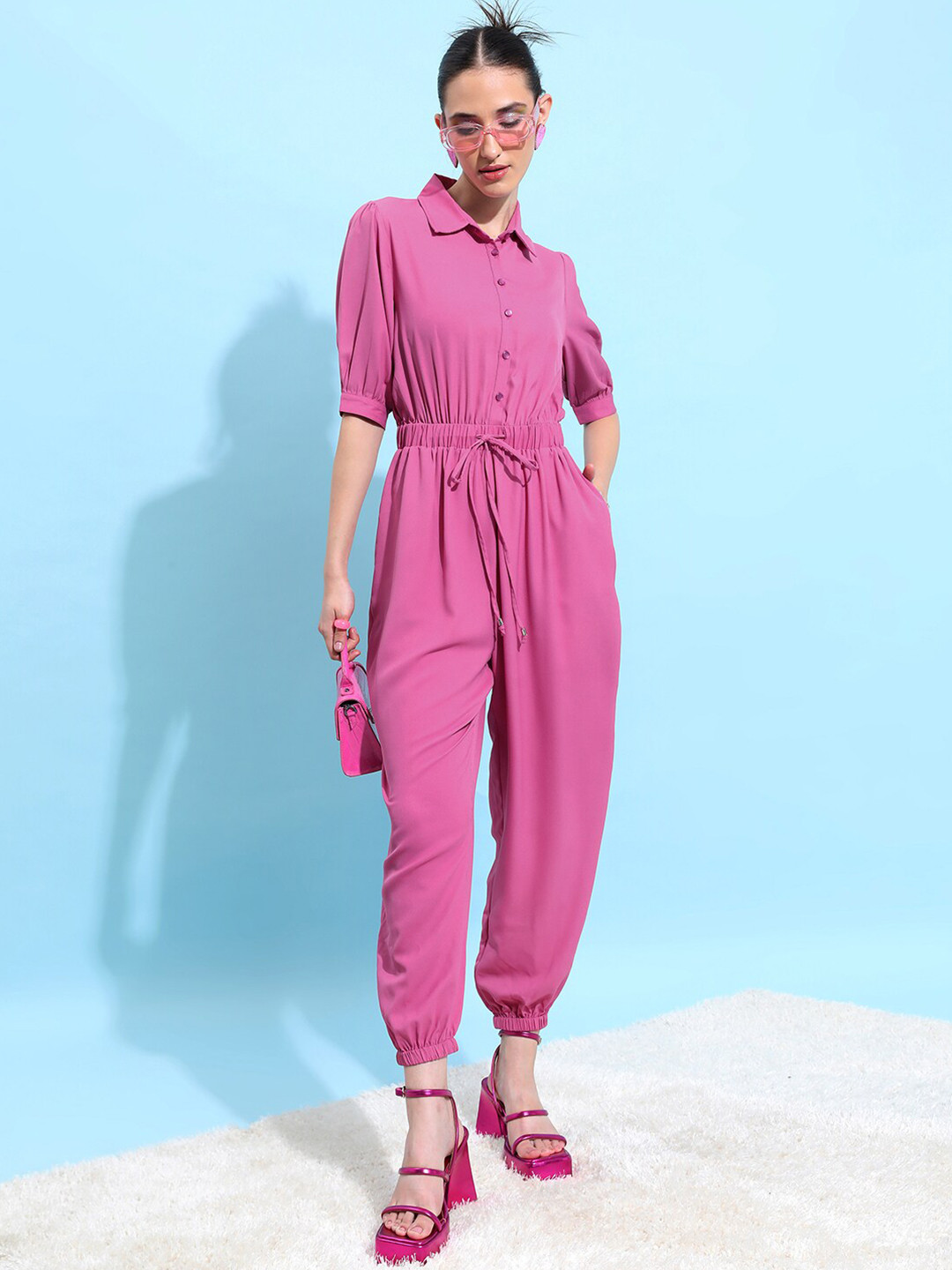 KETCH Shirt Collar Basic Jumpsuit
