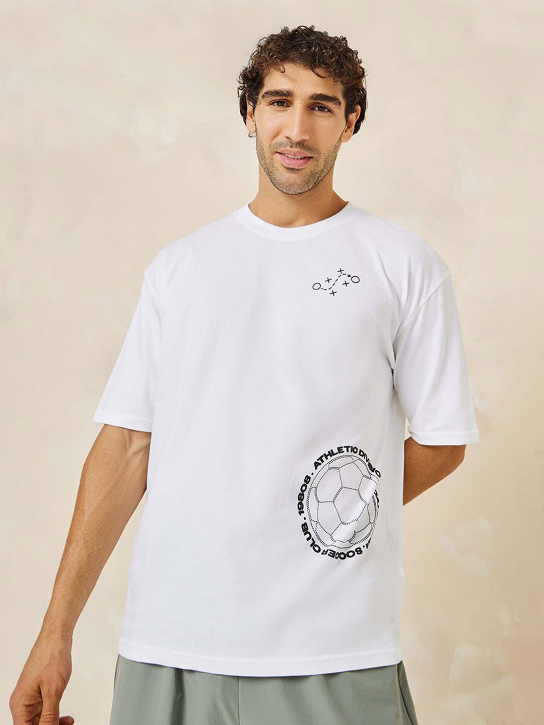 Styli White HD Print Compact Jersey Oversized T-Shirt