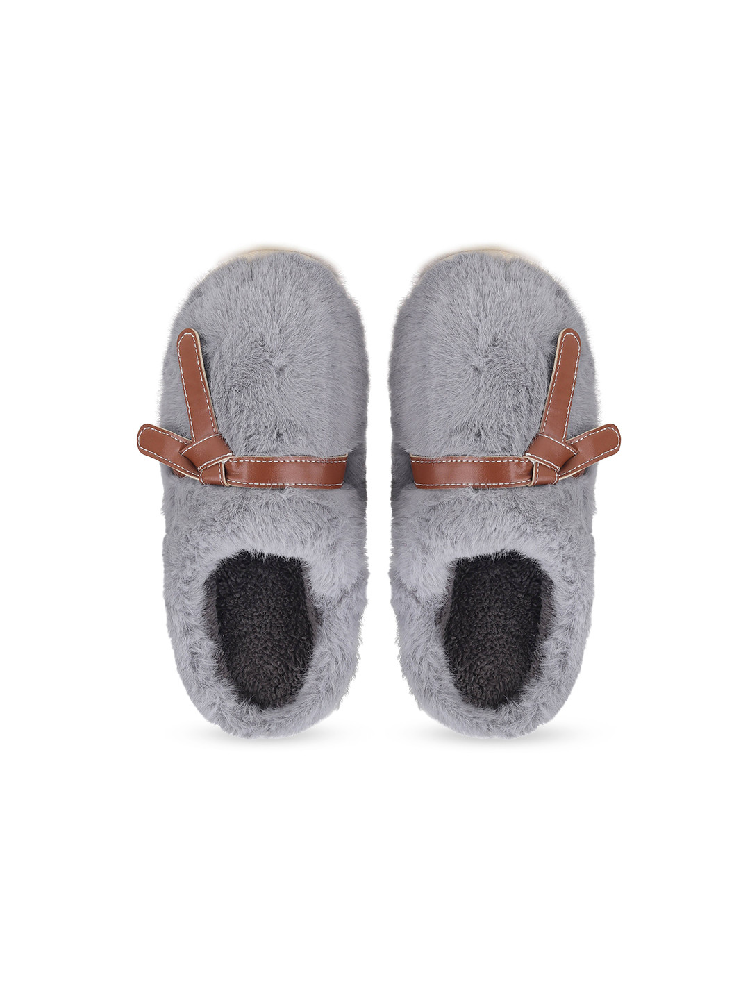 CASSIEY Women Winter Warm Fur Room Slippers With Belt Twist