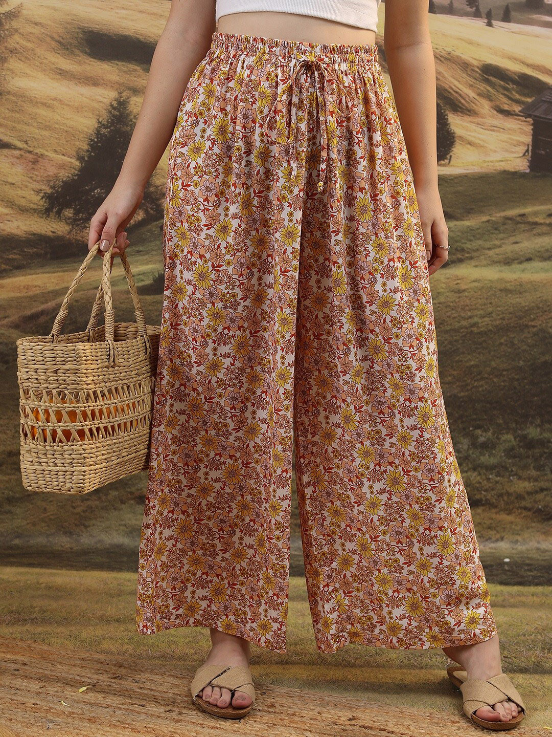 Buy KETCH Women Floral Printed Flared Trousers Trousers for