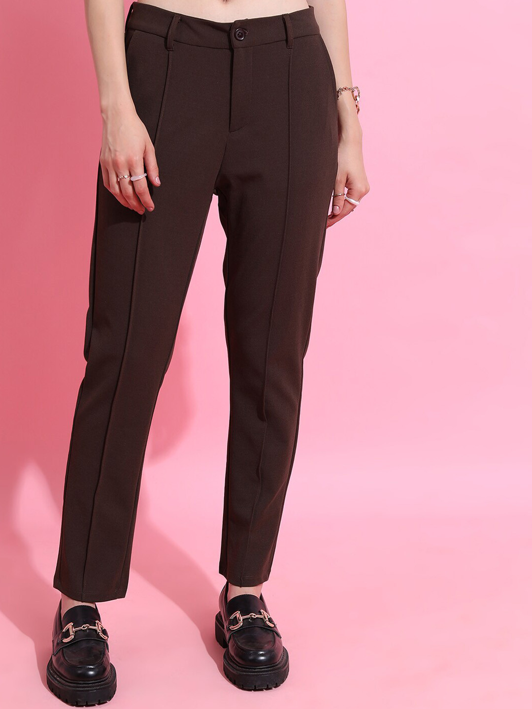 KETCH Women High-Rise Plain Regular Trousers
