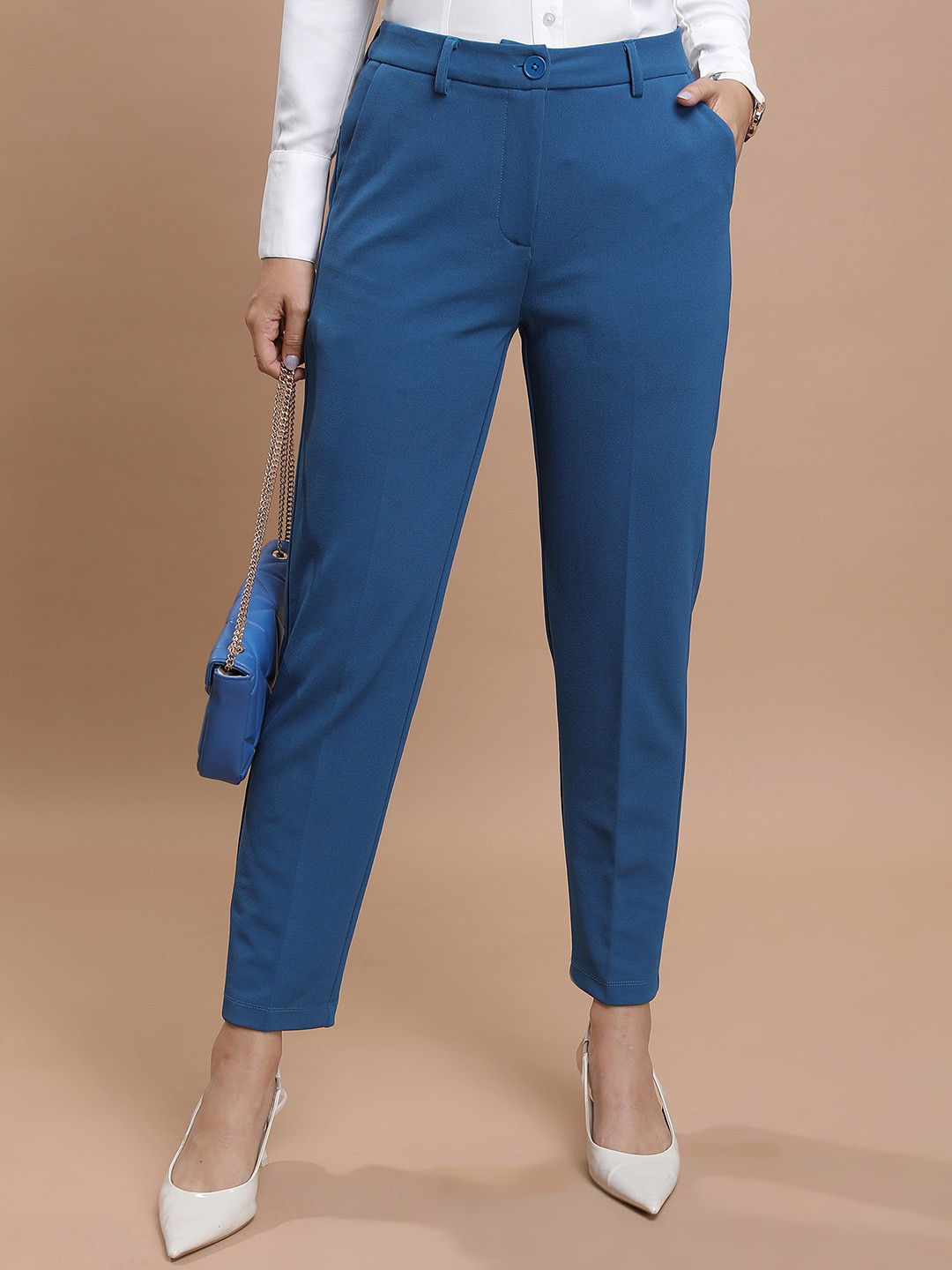 KETCH Women Mid-Rise Plain Regular Trousers