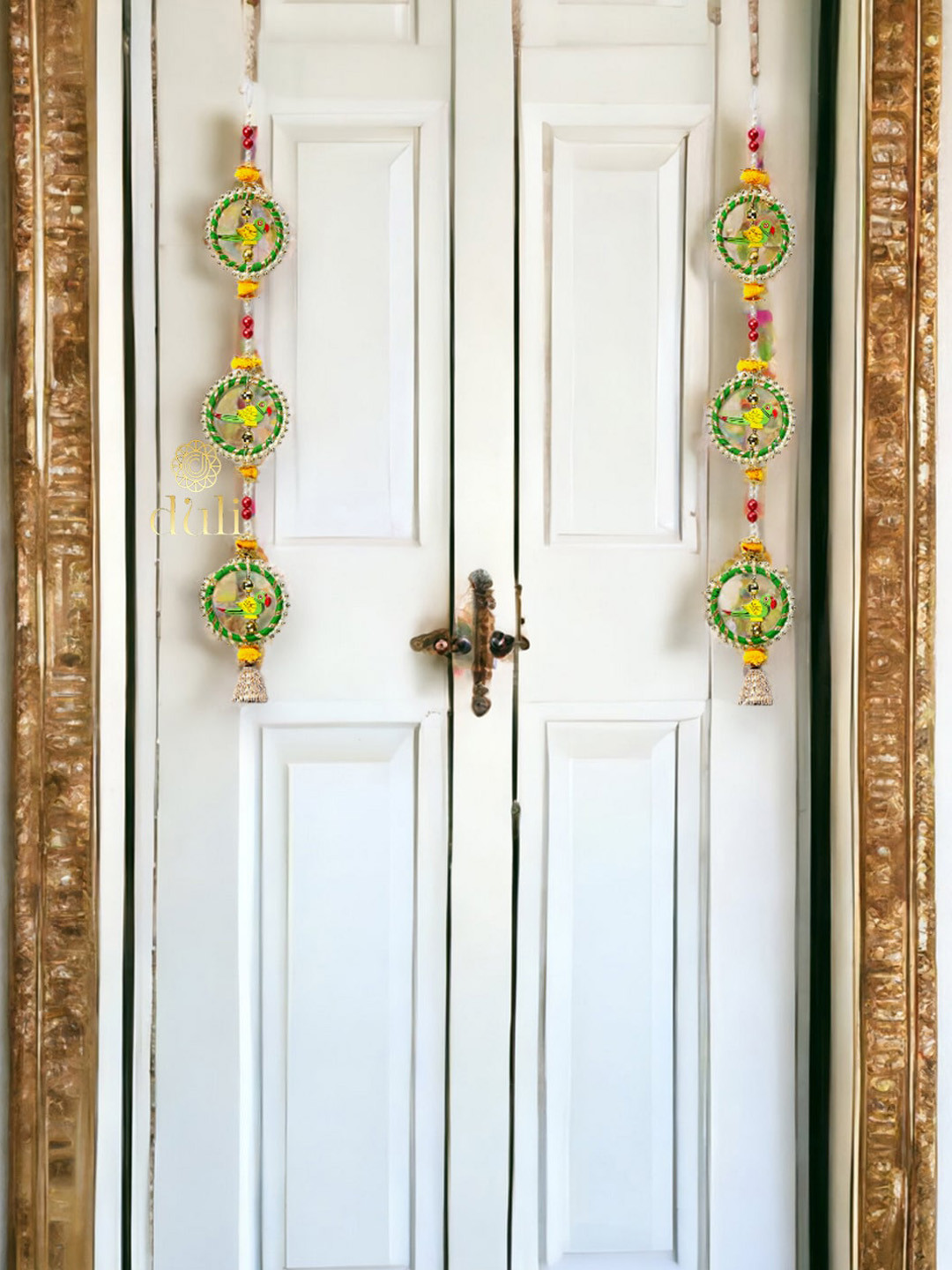 DULI Parrot Toran Wood Tasselled Matte Hanging Hall 4Pcs Wall Hangings-25.6In